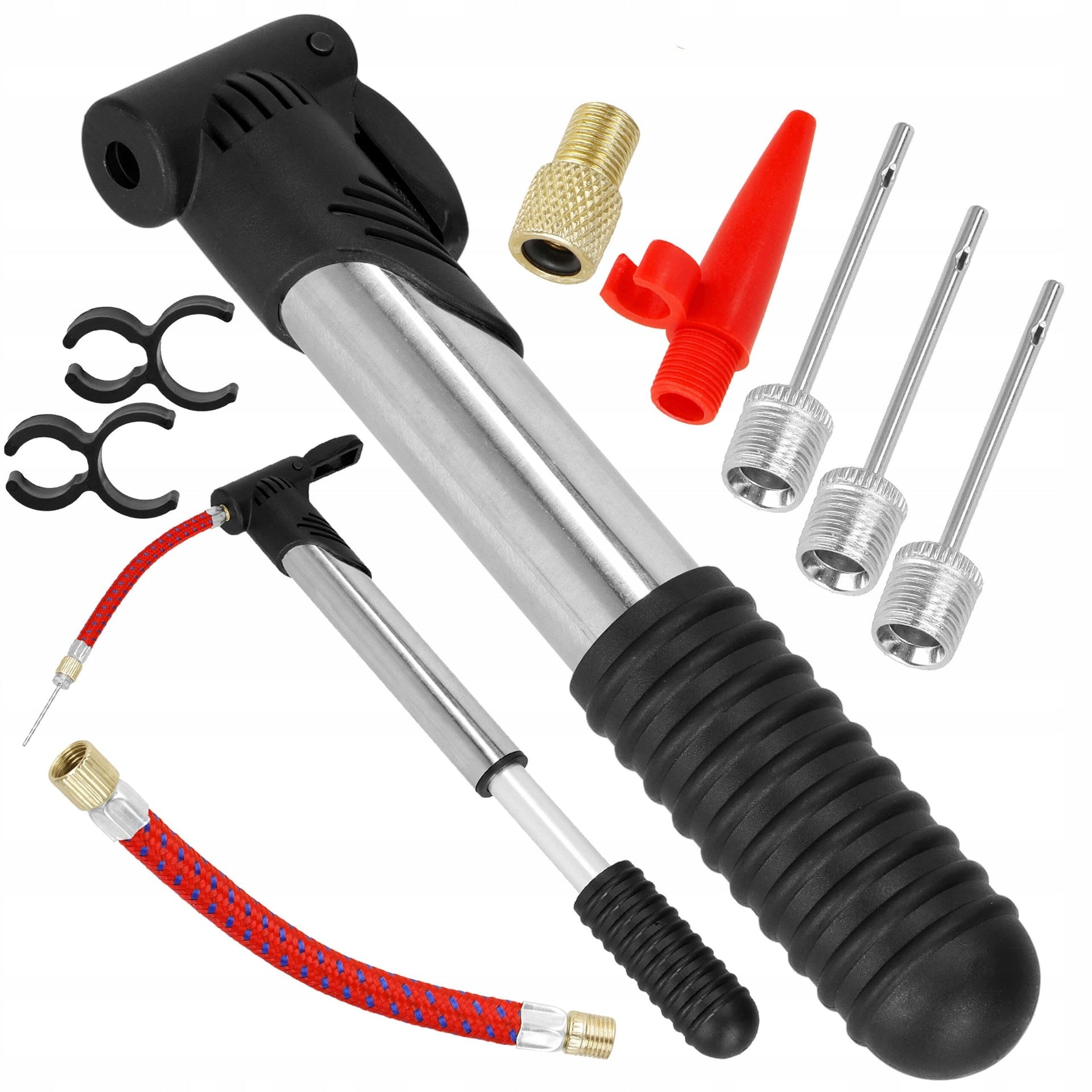 HAND BIKE PUMP + HOSE SET 5in1 BICYCLE NEEDLE BICYCLE LIGHTWEIGHT Kind manual