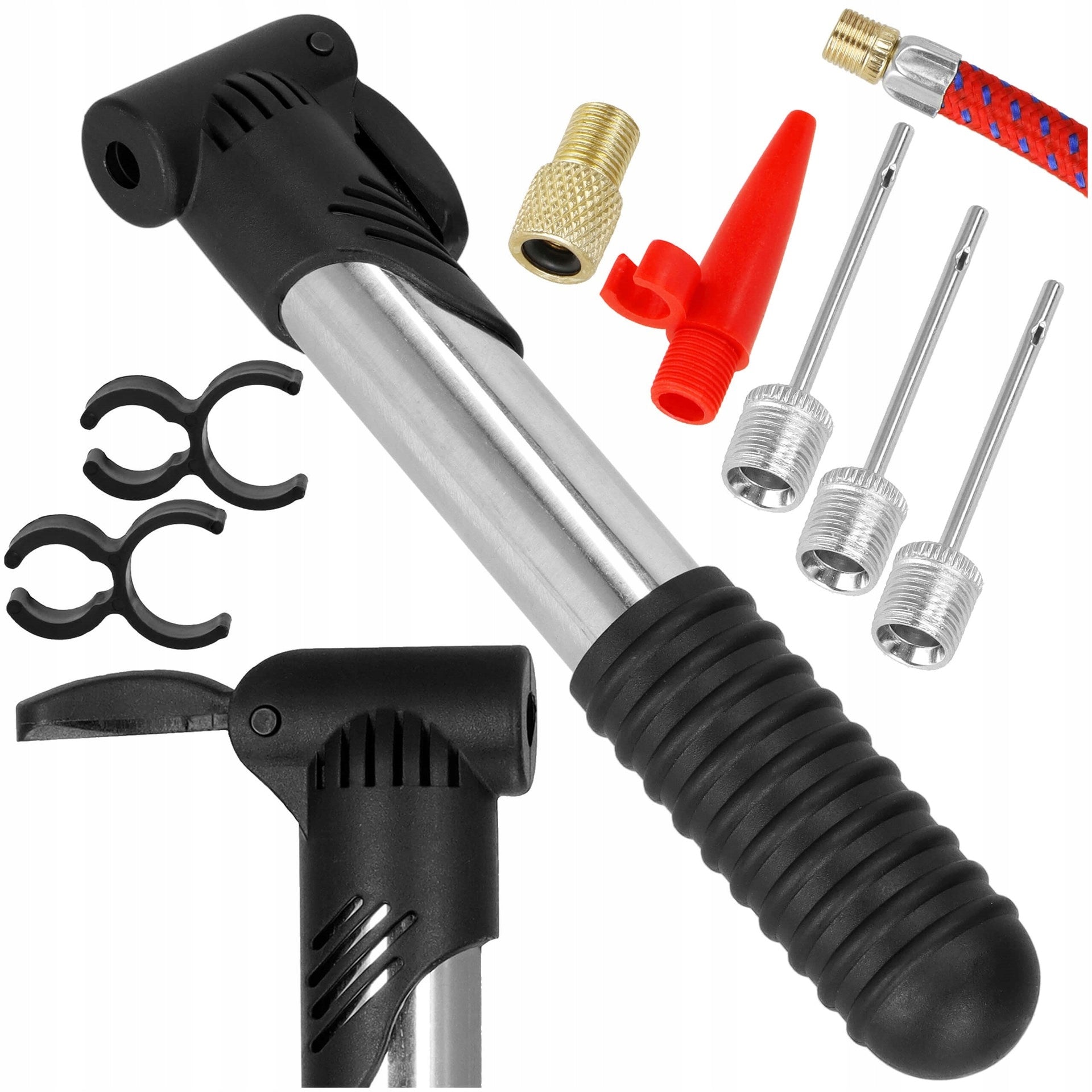 HAND BIKE PUMP + HOSE SET 5in1 BICYCLE NEEDLE BICYCLE LIGHTWEIGHT Manometer none