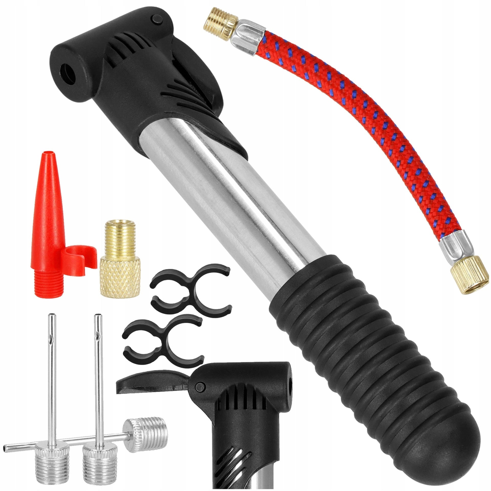 HAND BIKE PUMP + HOSE SET 5in1 BICYCLE NEEDLE BICYCLE LIGHTWEIGHT Weight 1 g