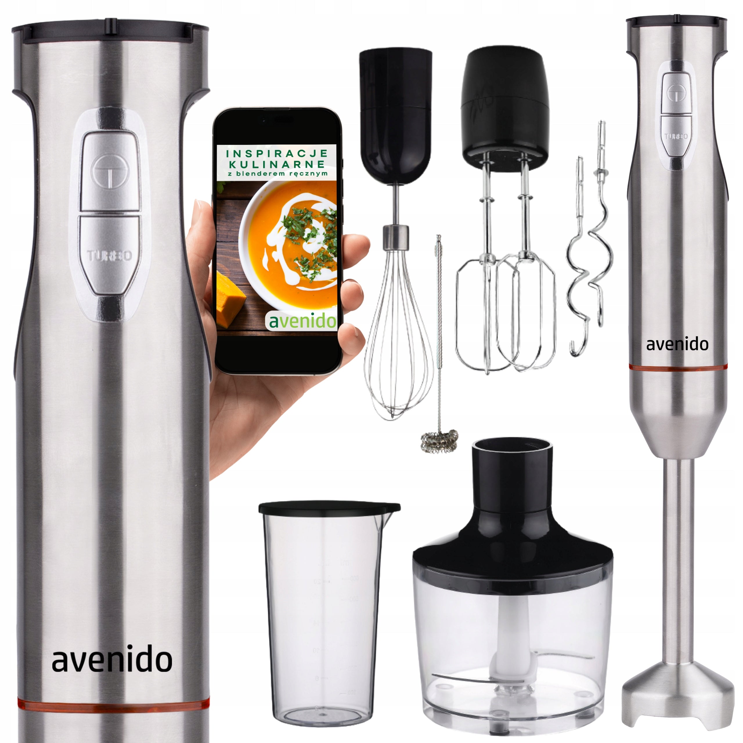 HAND BLENDER 1800W FOOD PROCESSOR MIXER SHAKER TITANIUM BEATER