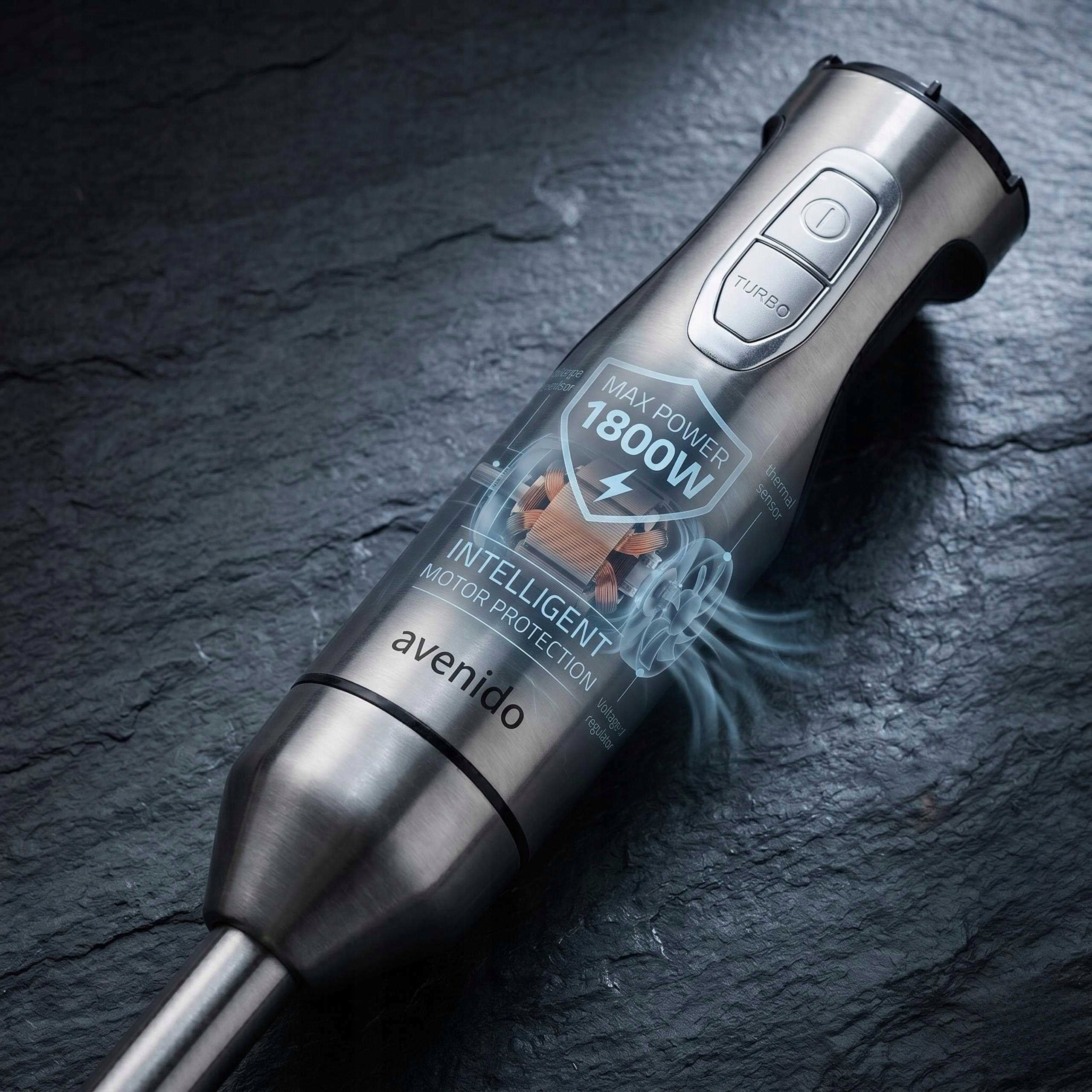 HAND BLENDER 1800W POWERFUL SMOOTH ADJUSTMENT 21 SPEED BPA FREE Titanium Manufacturer code Blender ręczny 1800W mikser AV4637