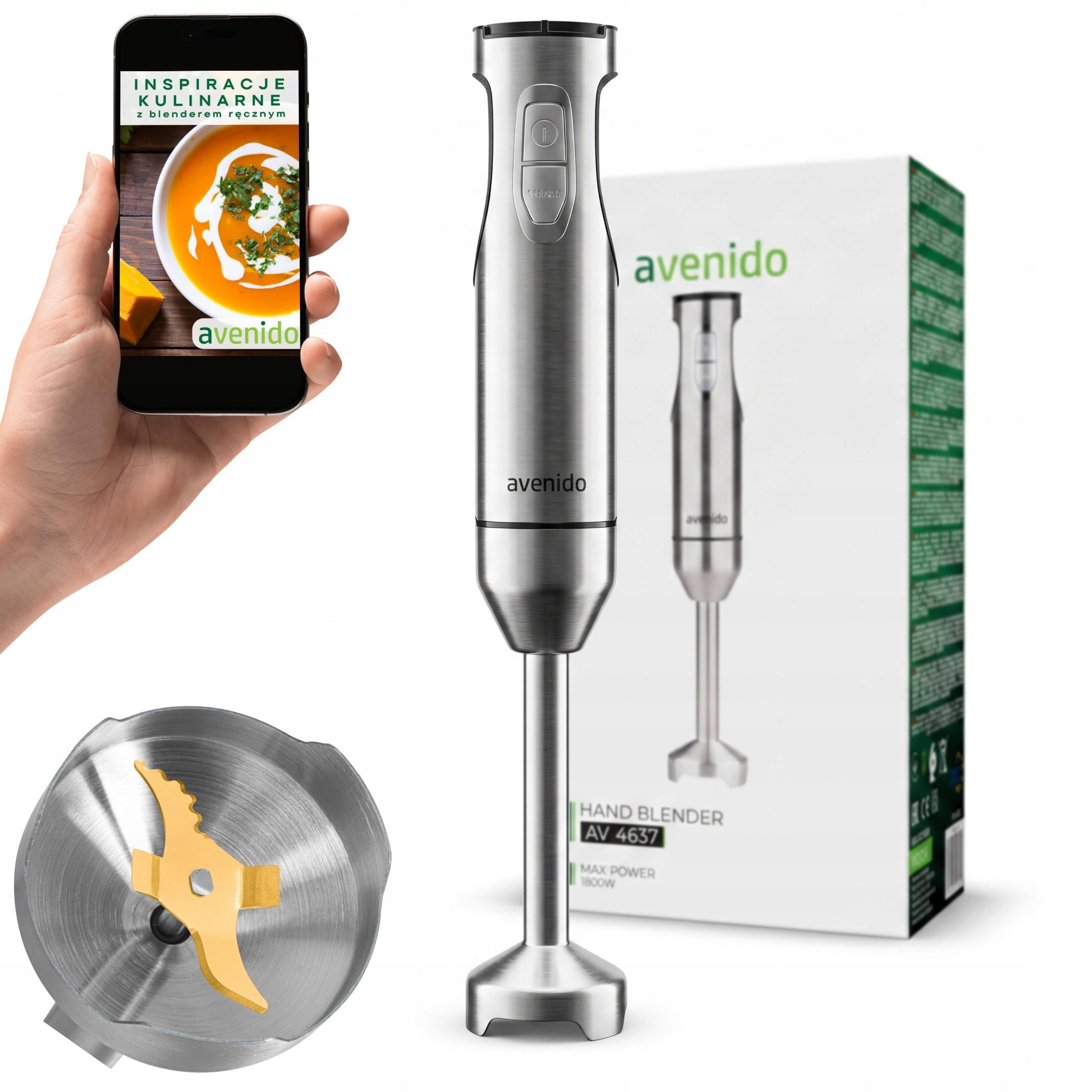 HAND BLENDER 1800W POWERFUL SMOOTH ADJUSTMENT 21 SPEED BPA FREE Titanium