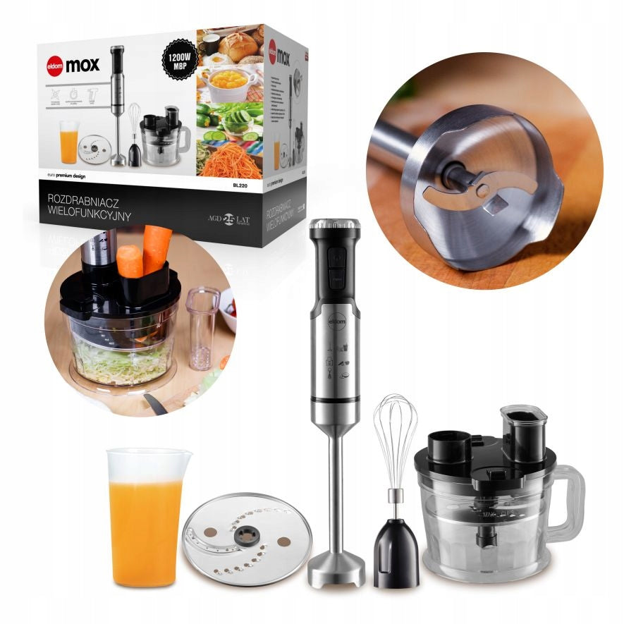 HAND BLENDER MULTIFUNCTION MIXER ELDOM BL220 TURBO 1200W +ACCESSORIES