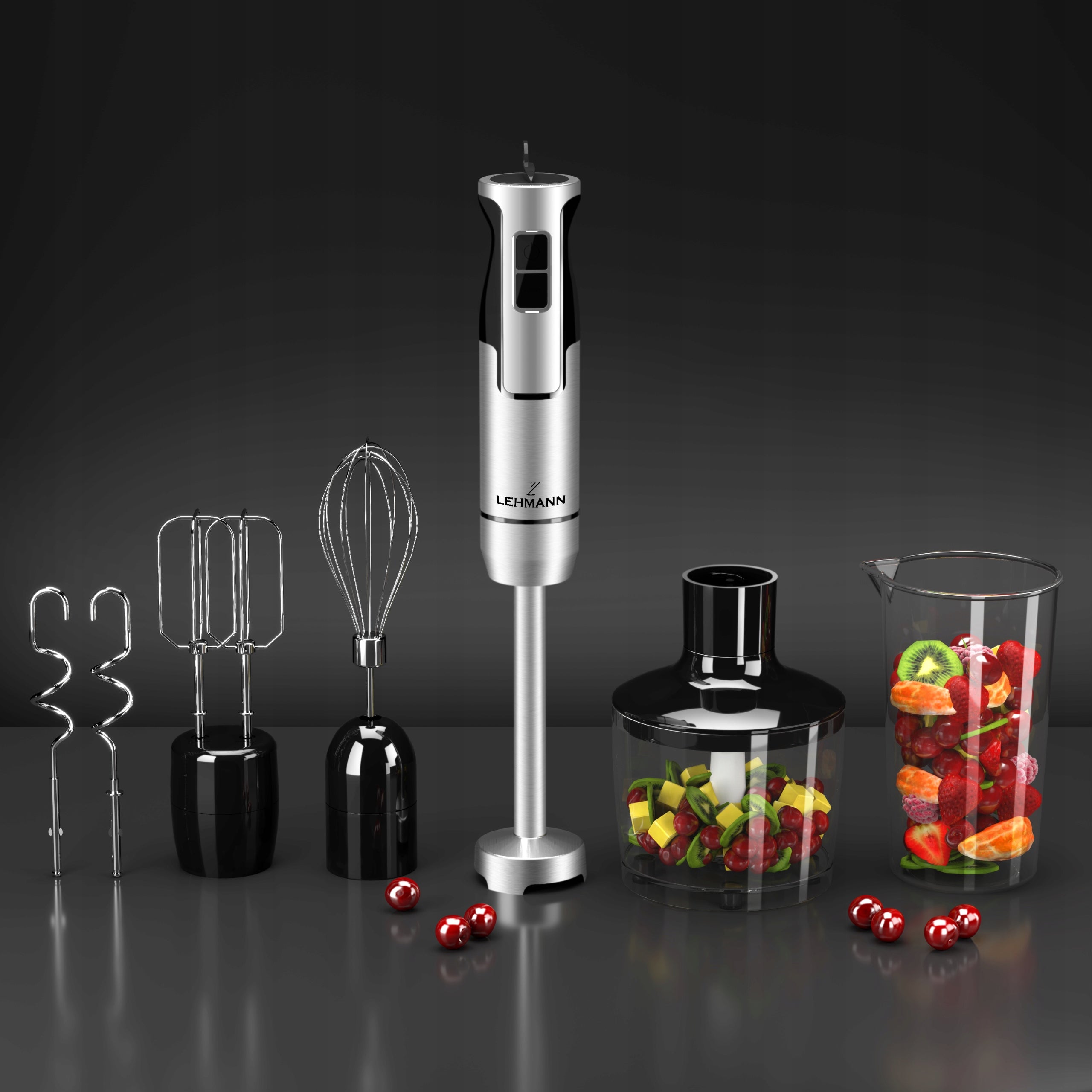 HAND BLENDER MULTIFUNCTION MIXER LEHMANN TITANIUM BLADES POWERFUL 1200W Packaging status original
