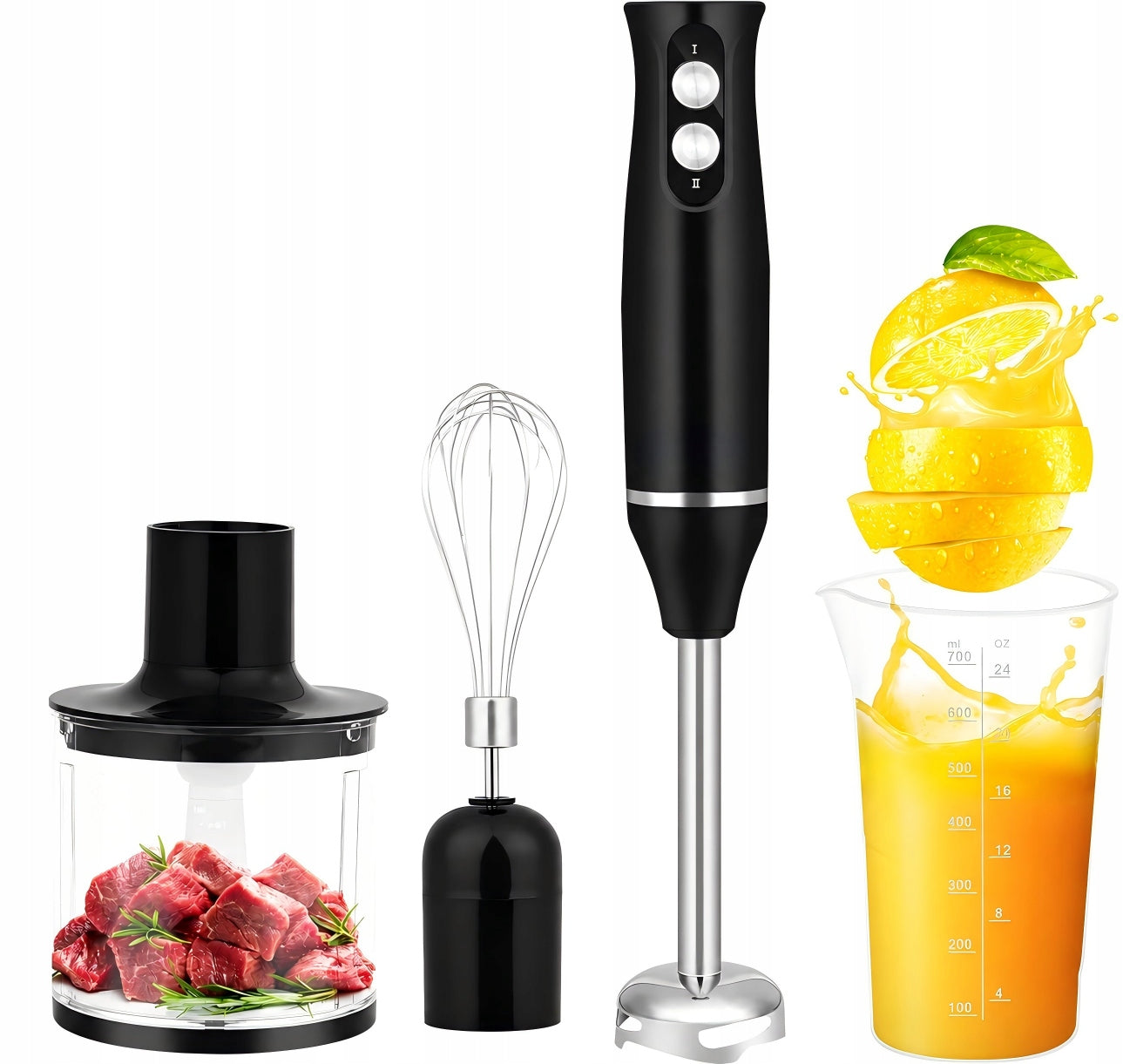 HAND BLENDER MULTIFUNCTION MIXER POWERFUL TURBO BLADE SHREDDER 500W