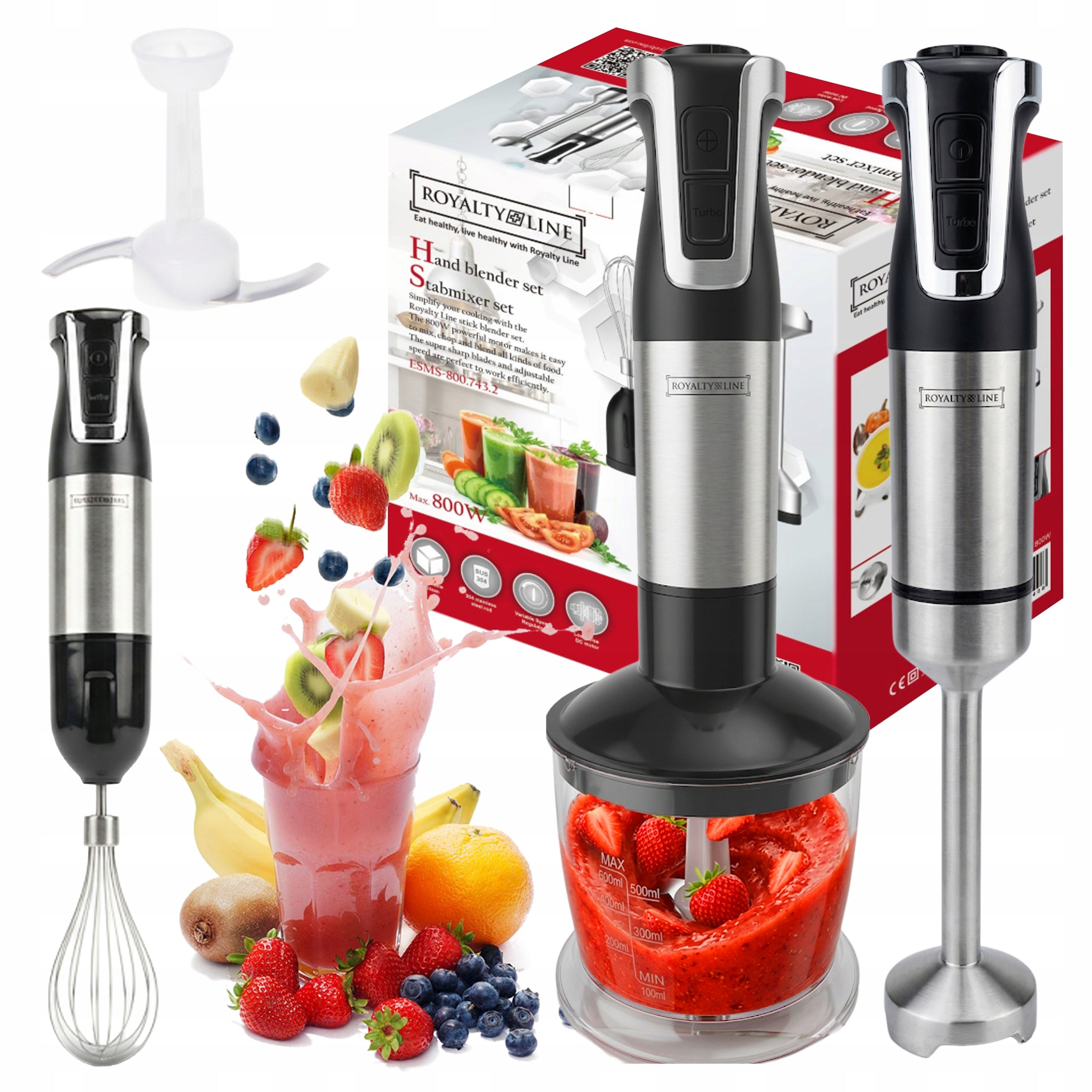 HAND BLENDER MULTIFUNCTION TURBO MALAXER MIXER POWERFUL 800W SHREDDER