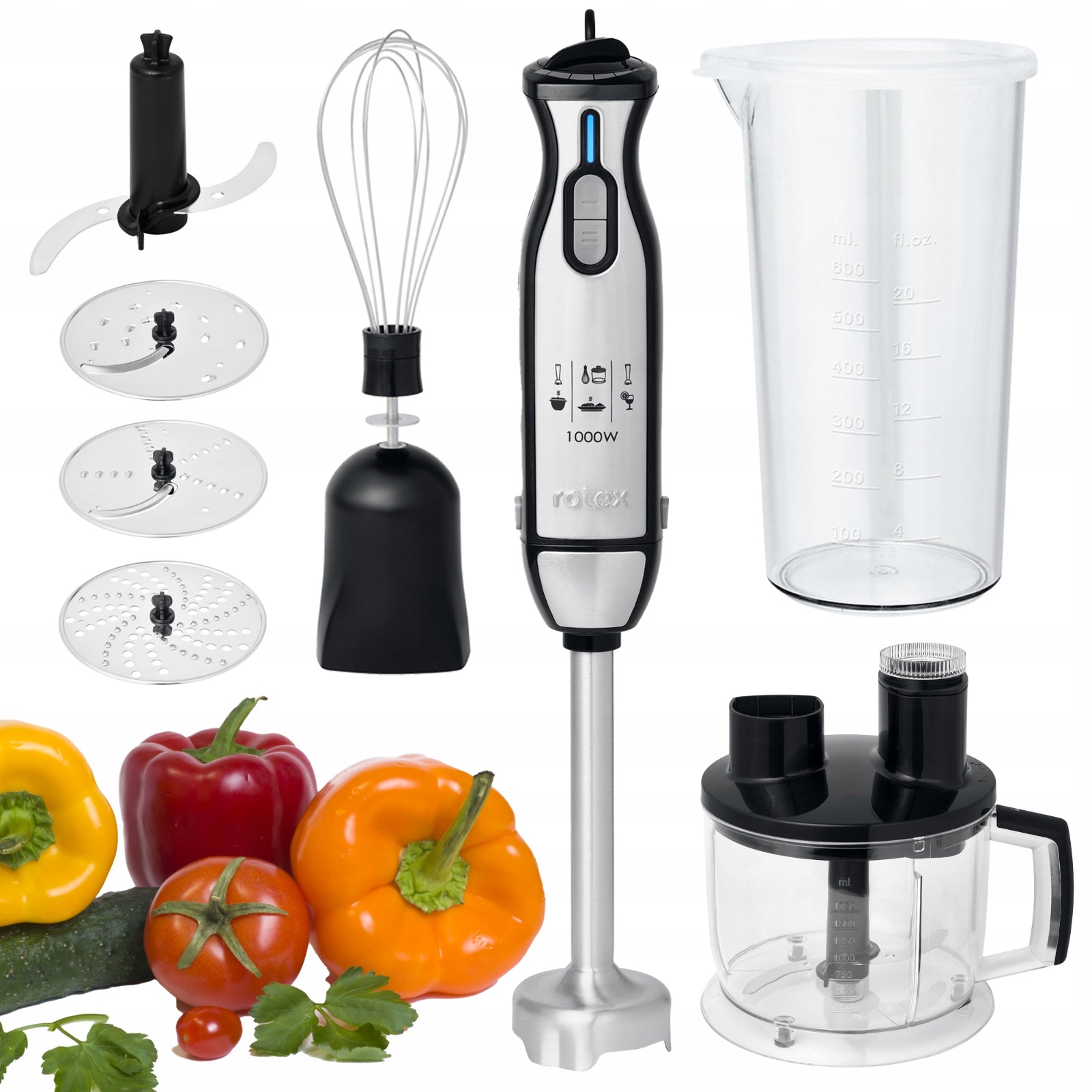 HAND BLENDER ROTEX MULTIFUNCTIONAL SHREDDER MIXER SPEED CONTROL