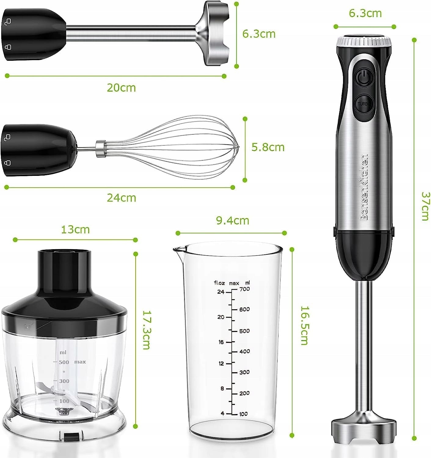 HAND BLENDER SET 4IN1 1000W BONSENKITCHEN WHISK SHREDDER Manufacturer code HB3203