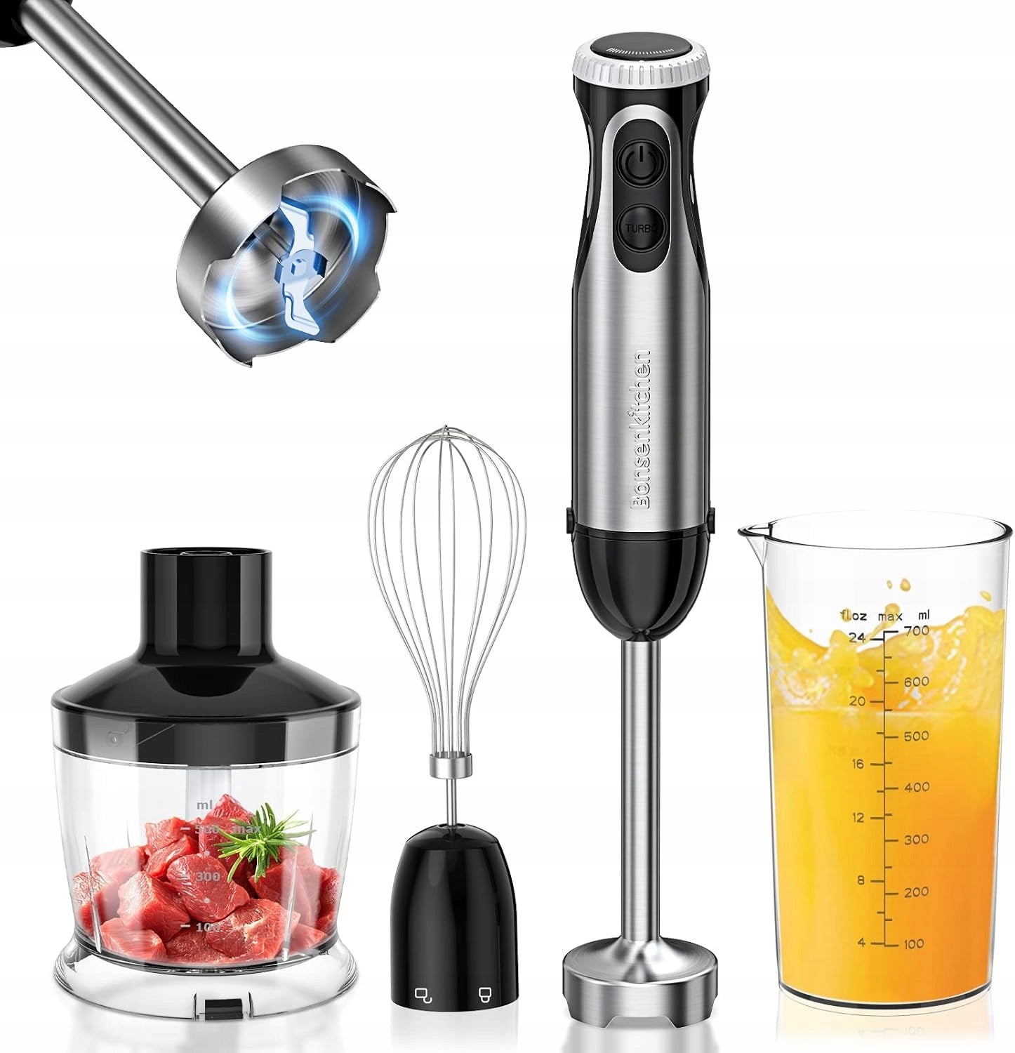 HAND BLENDER SET 4IN1 1000W BONSENKITCHEN WHISK SHREDDER