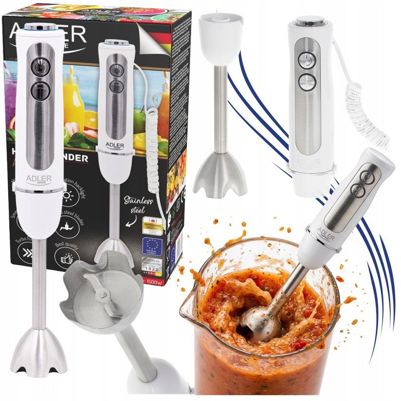 HAND BLENDER TURBO MIXER POWERFUL SHREDDER 1500W 5 SPEED ADLER