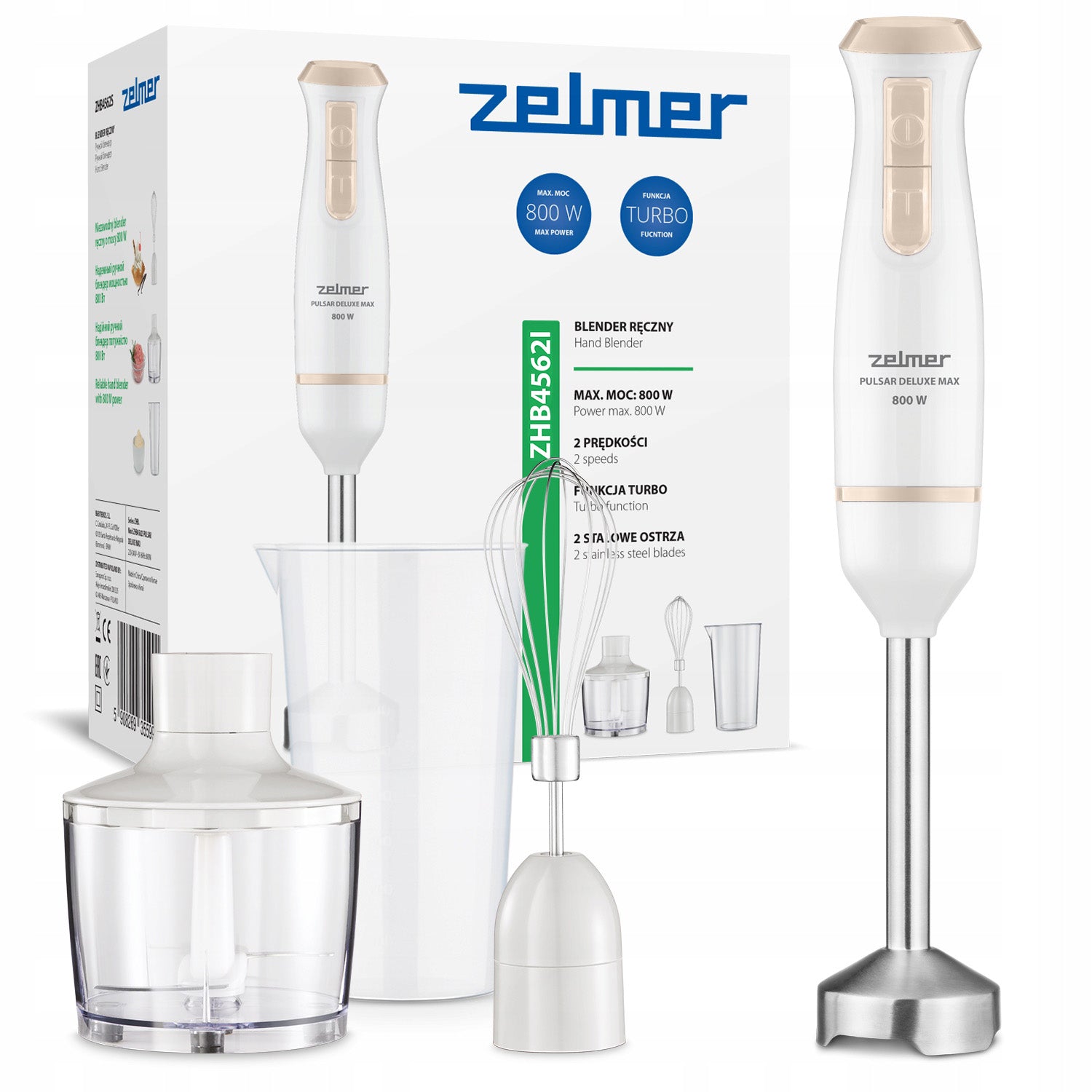 HAND BLENDER ZHB4562I ZELMER KITCHEN MIXER ROBOT TURBO 800W