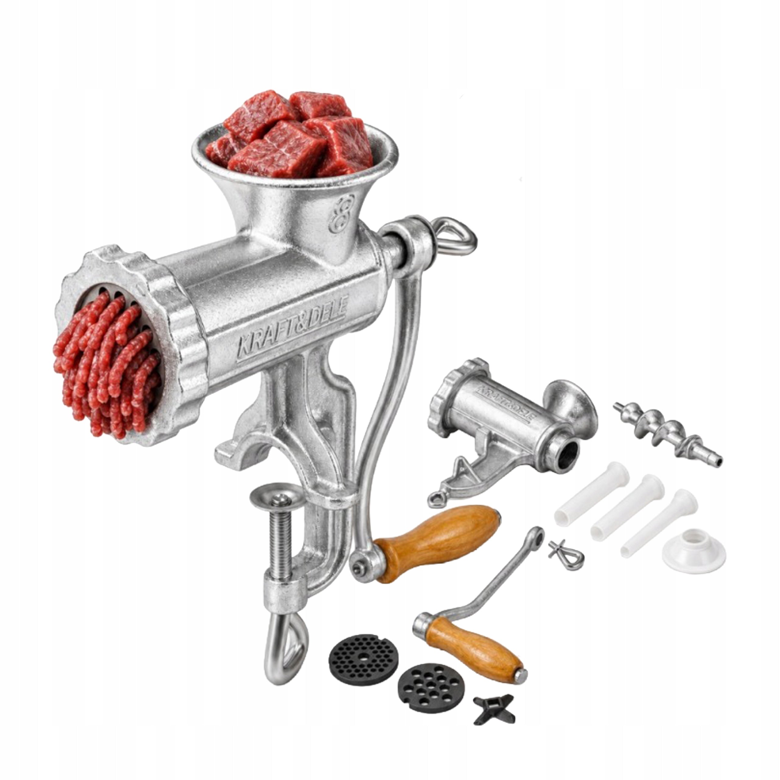HAND GRINDER FOR GRINDING MEAT SIZE. 8 CAST IRON LARGE SOLID FOR SAUSAGES