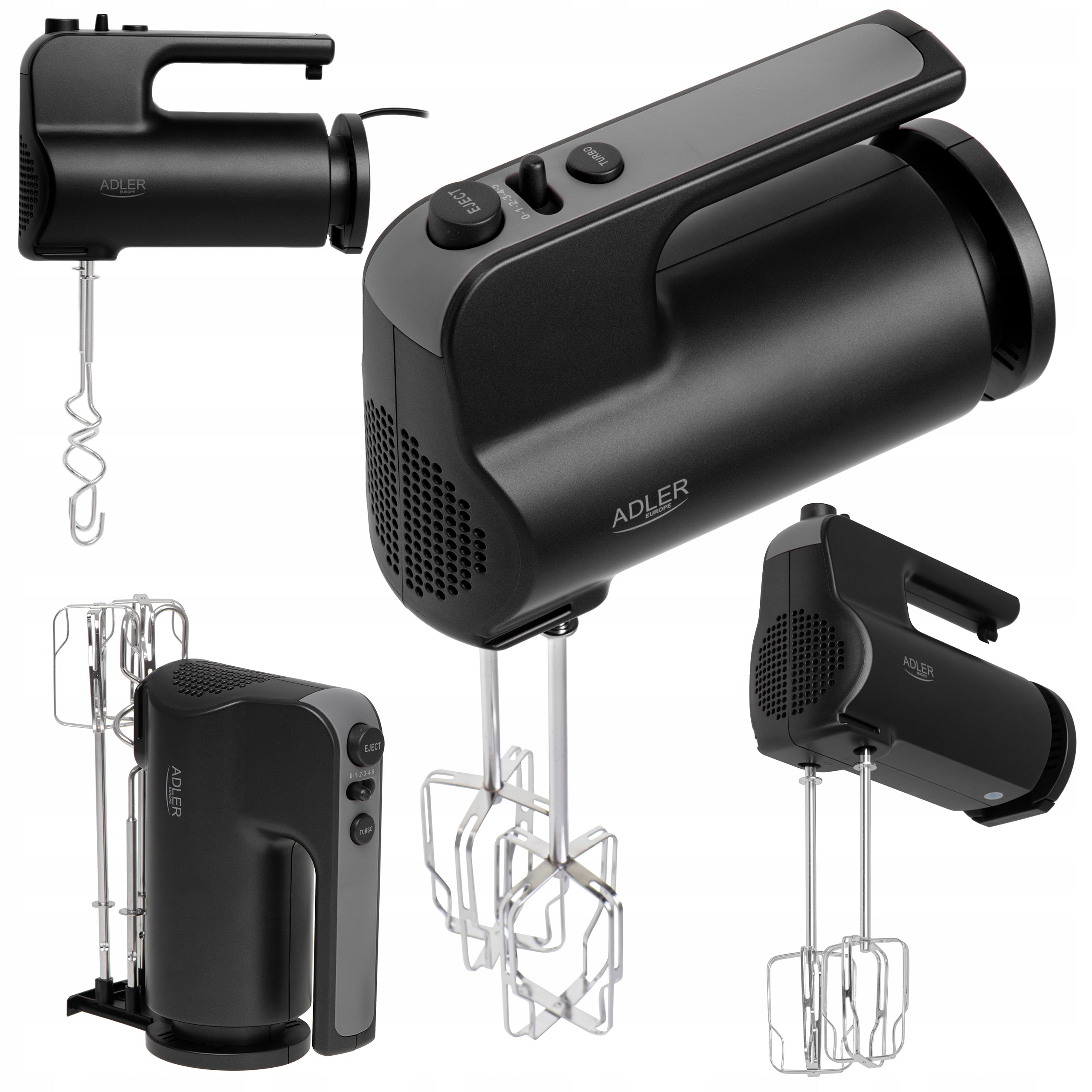 HAND MIXER FOOD PROCESSOR 5 GEARS 4 STIRRERS TURBO POWER 550W TRAY Brand Adler Europe
