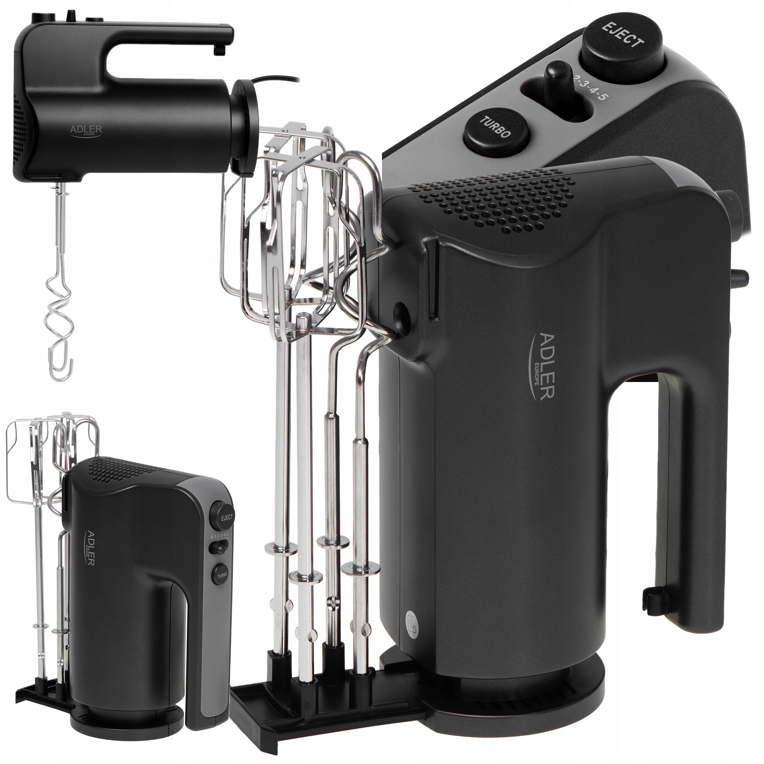 HAND MIXER FOOD PROCESSOR 5 GEARS 4 STIRRERS TURBO POWER 550W TRAY