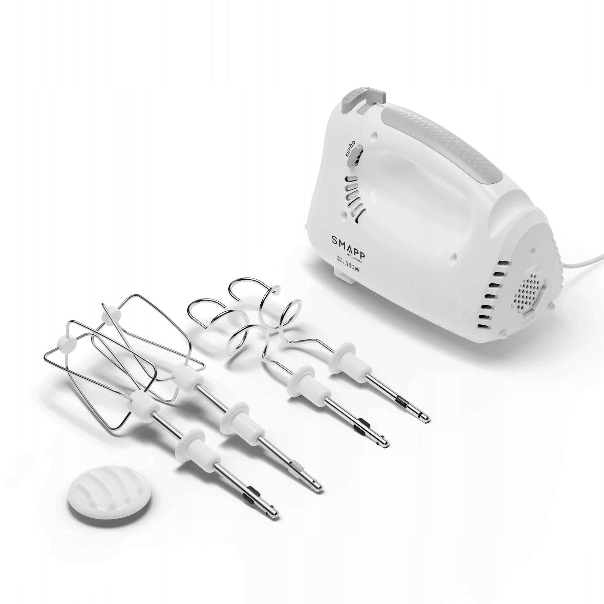 HAND MIXER + MIXERS WHISK CAPS 580W WHITE Polish Brand SMAPP