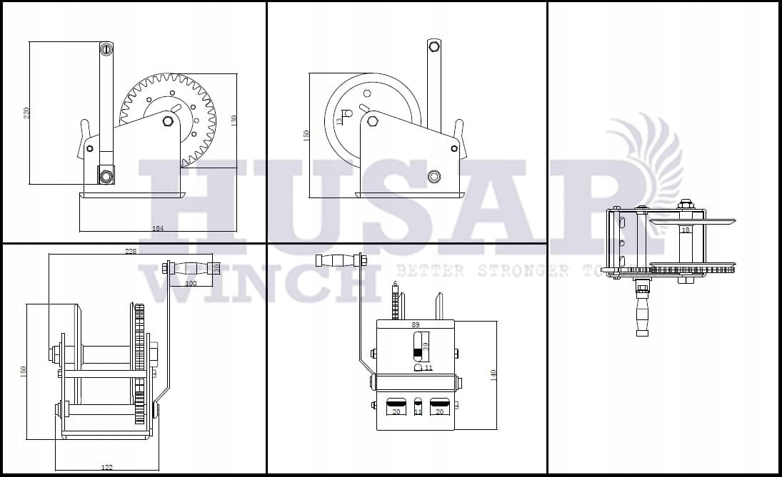 HAND PULLEY WINCH 1578kg WINCH WITH CRANK EAN (GTIN) 5903738831456