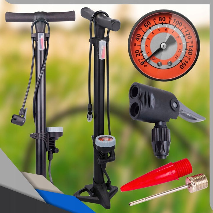 HAND PUMP FOR CAR BIKE FLOOR WITH PRESSURE GAUGE STRONG BICYCLE Manufacturer code nanometr warsztatowa ręczna do rowera