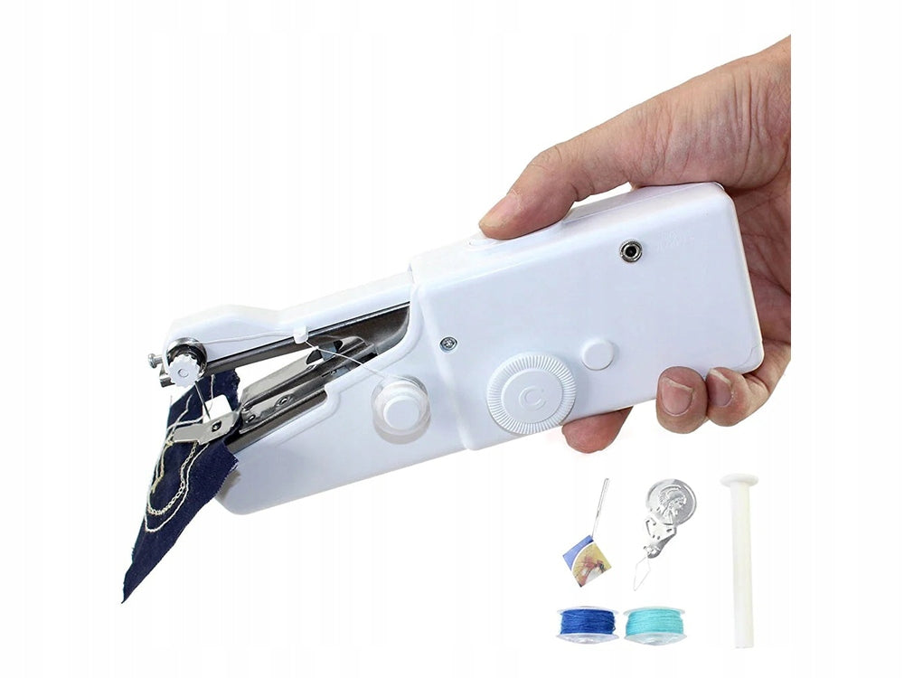HAND SEWING MACHINE MINI BATTERY OPERATED TAILOR PORTABLE THREAD NEEDLES Dominant color white