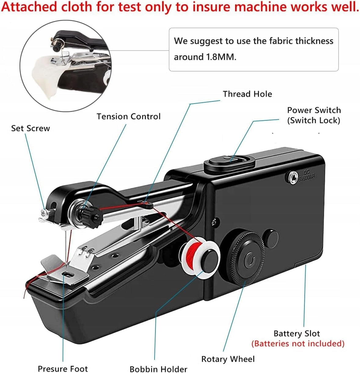 HAND SEWING MACHINE MINI PORTABLE WITH ACCESSORIES Manufacturer code 5901347417801