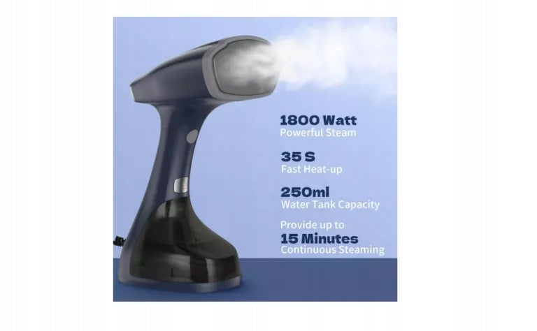 HAND STEAMER FOR CLOTHES 1800W BEAUTURAL STEAMER FOR CLOTHES 25S 2 MODES Dominant color blue