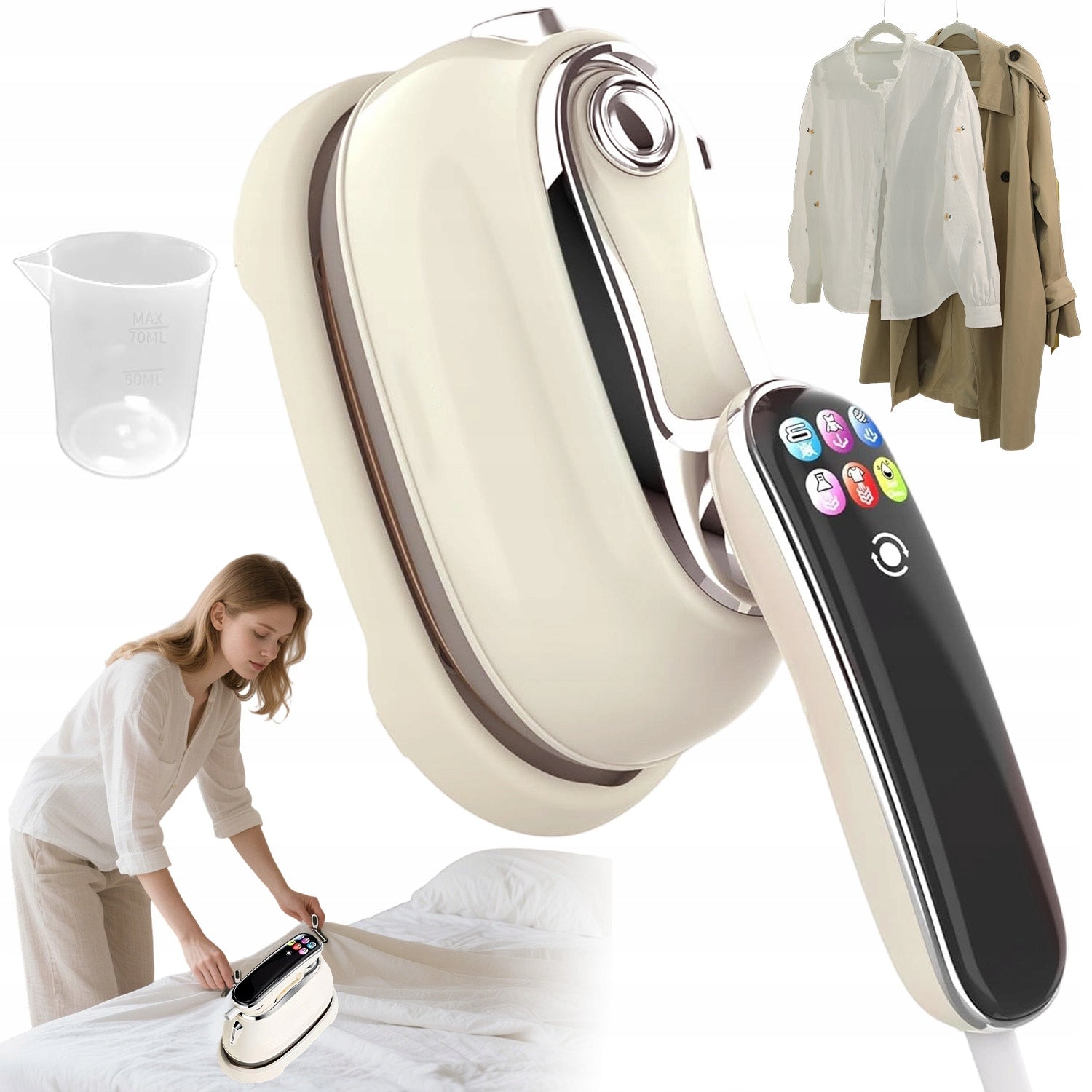 HAND STEAMER FOR DRESS SHIRTS AND SUITS WITH SMART PAIR