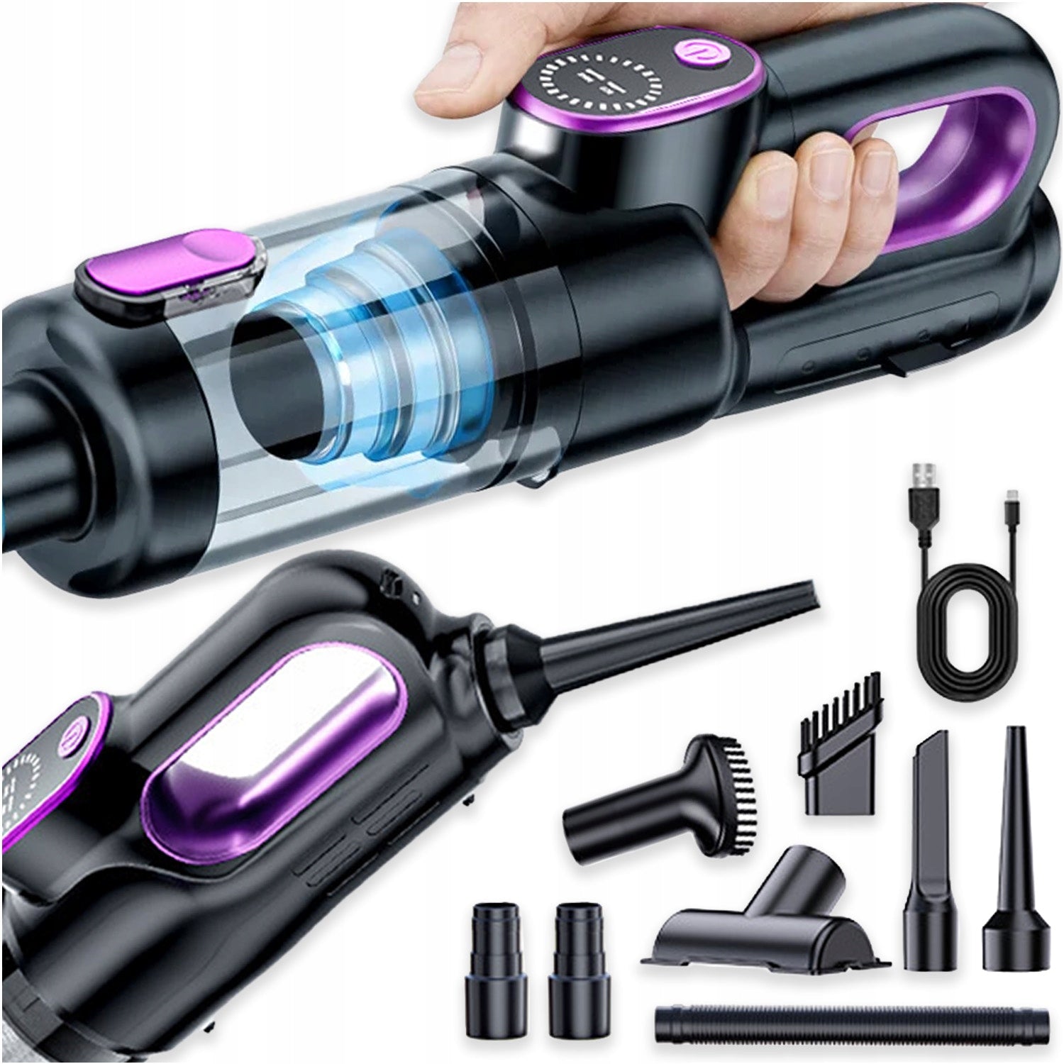 HANDHELD CORDLESS CAR CORDLESS VACUUM CLEANER 16000PA 2IN1 SET Manufacturer code ODKURZACZ SAMOCHODOWY 15000PA MEMFLOW