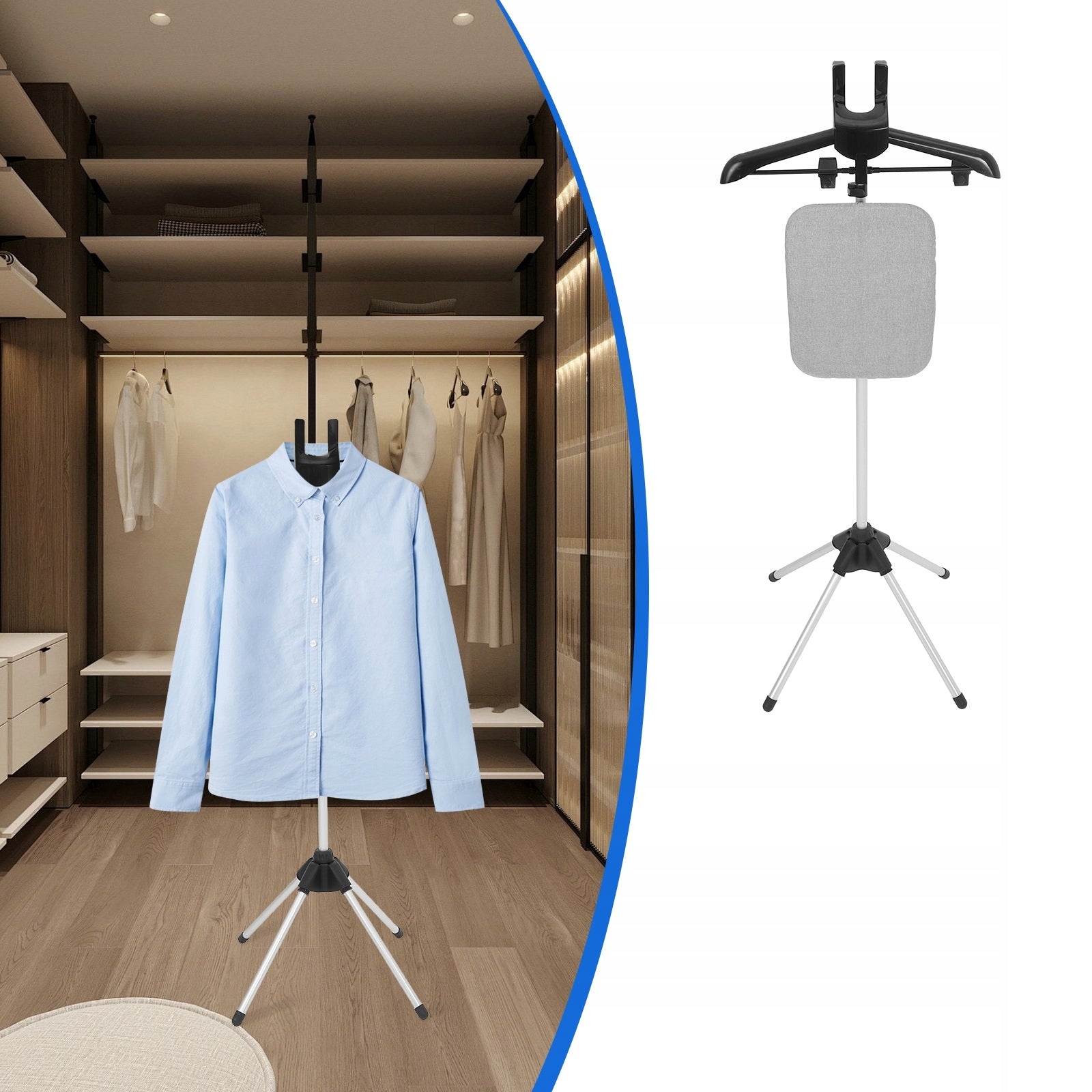 HANDHELD GARMENT STEAMER RACK ADJUSTABLE ACCESSORIES HANGER FOR CLOTHES Dominant color gray
