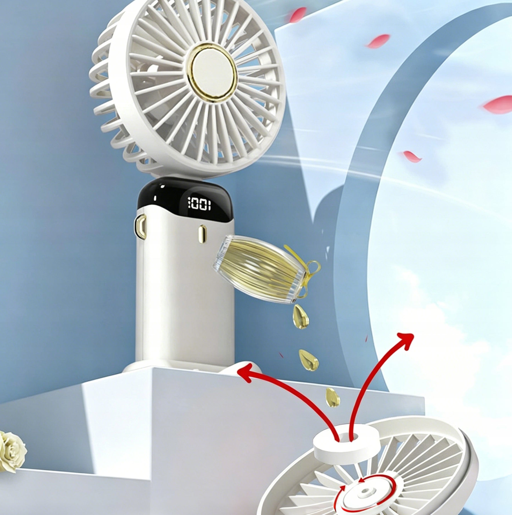 HANDHELD PORTABLE FAN 5000MAH 5 GEARS FOLDABLE RECHARGEABLE TYPE-C Packaging status original