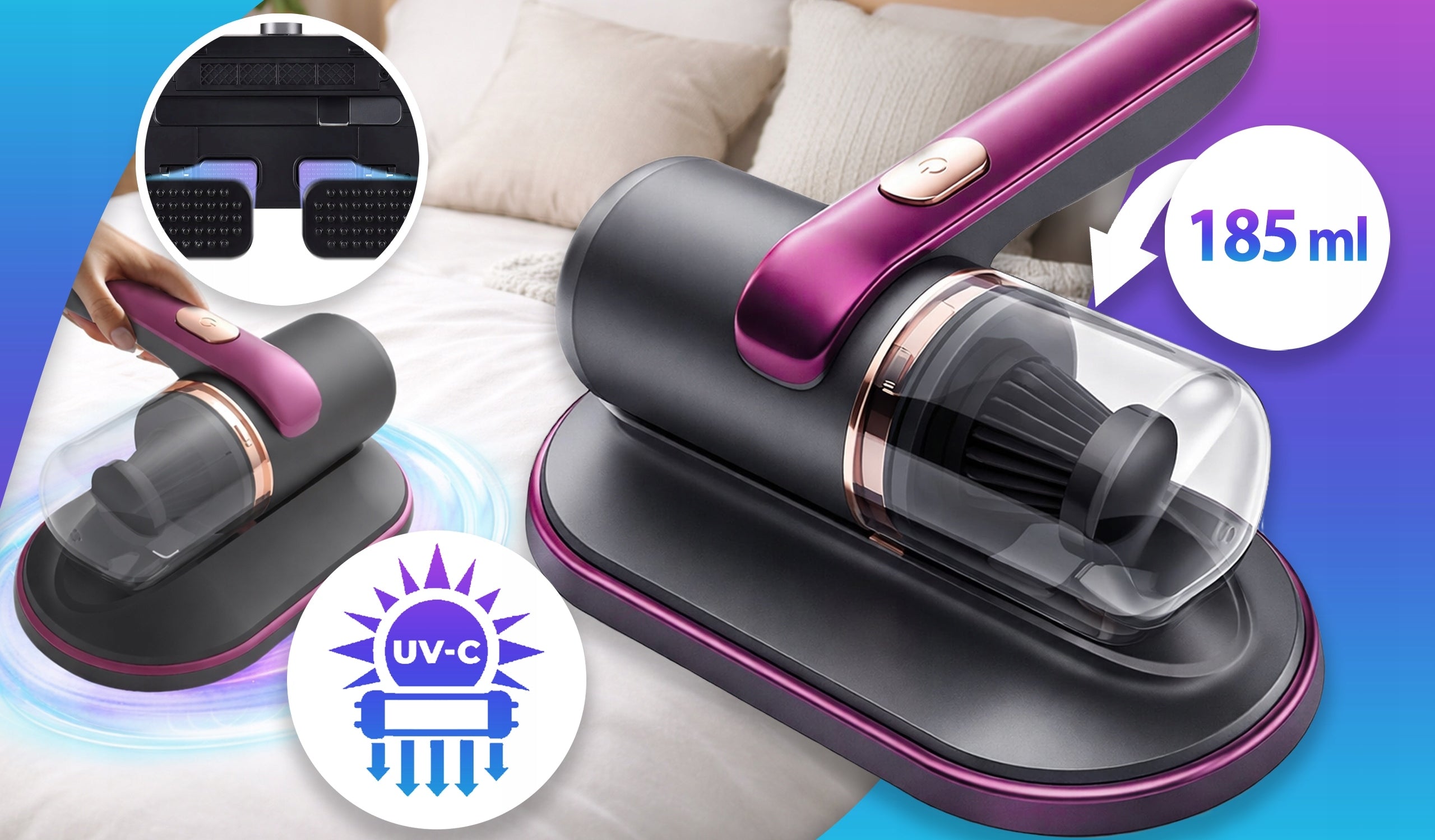 HANDHELD VACUUM CLEANER FOR DUST REMOVAL MATTRESSES ULTRASONIC UV-C Manufacturer code ODKURZACZ UV-C USUWA ROZTOCZA RO-27