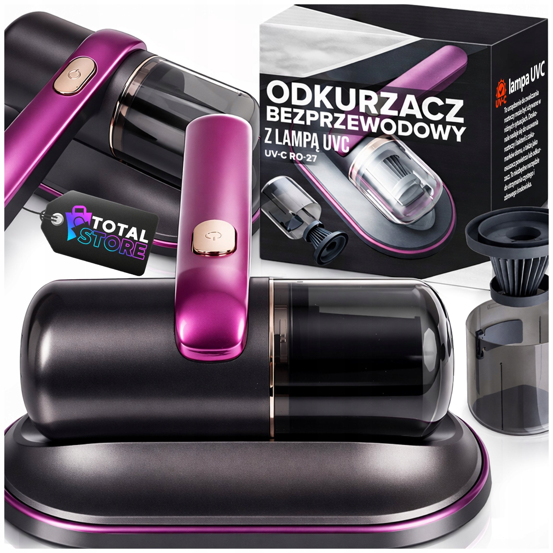 HANDHELD VACUUM CLEANER FOR DUST REMOVAL MATTRESSES ULTRASONIC UV-C