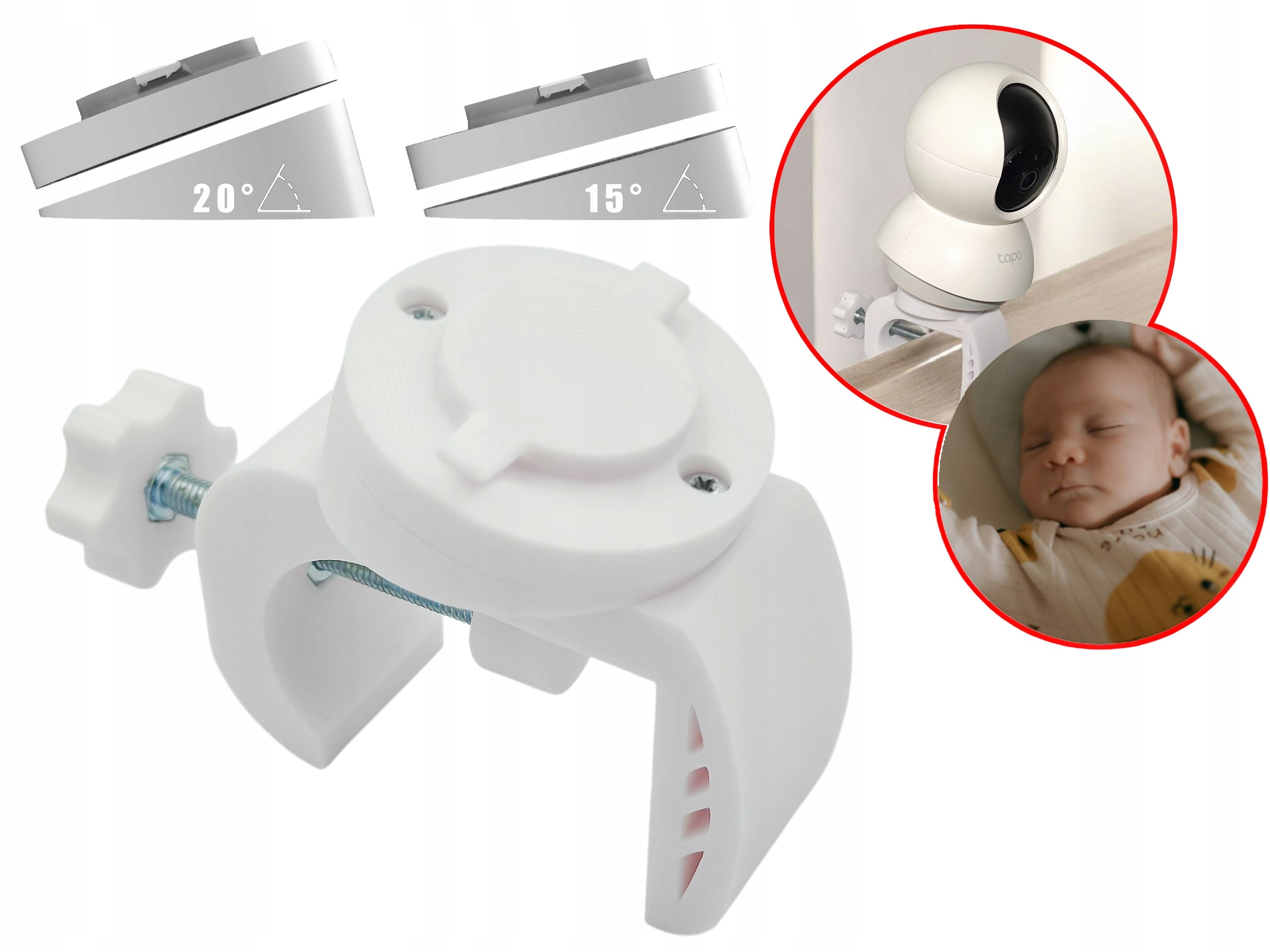 HANDLE FOR TP LINK TAPO C200 C210 C220 C225 | ADJUSTABLE ANGLE! 15 / 20 DEGREES