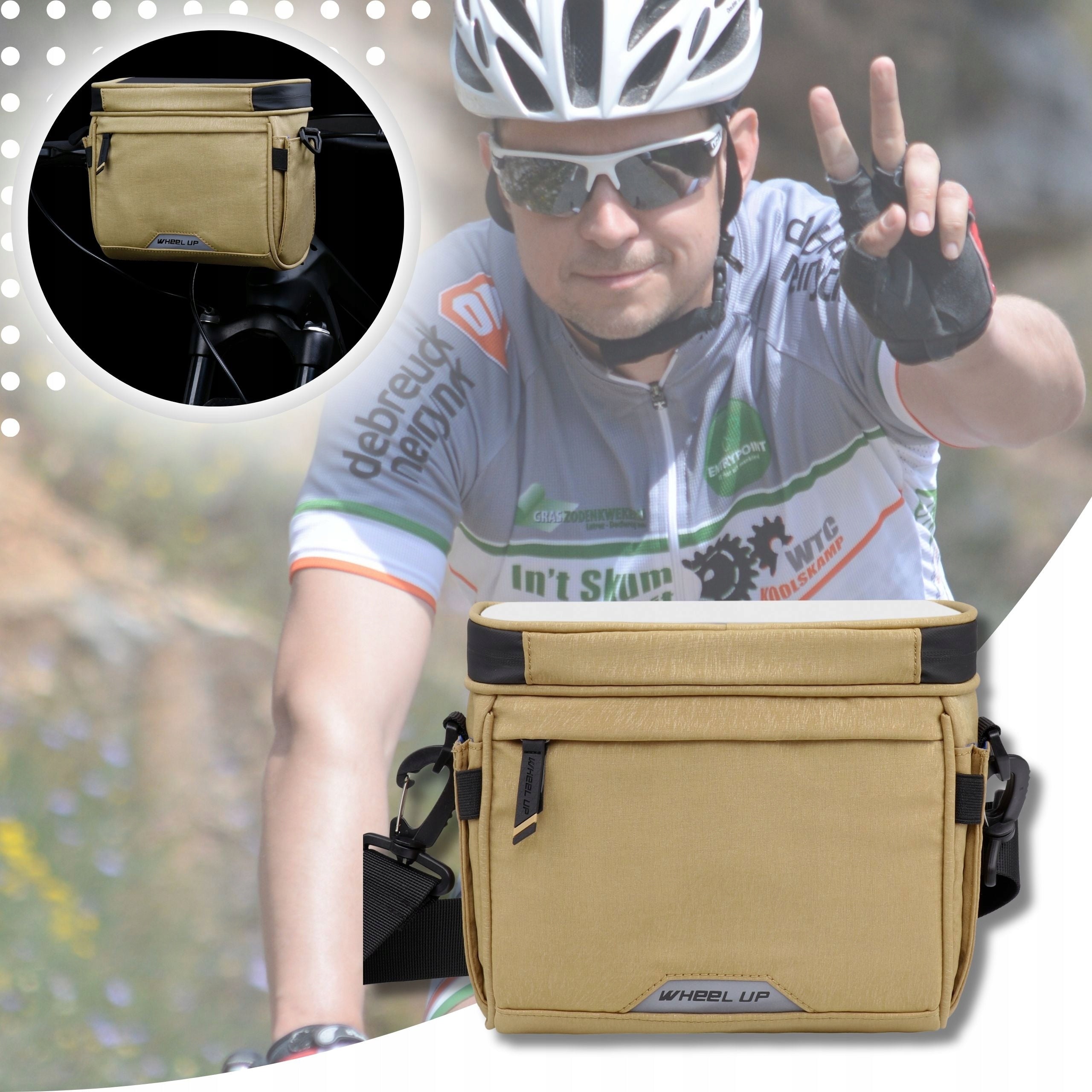 HANDLEBAR BAG BICYCLE POUCH FOR HANDLEBAR COVER PHONE CASE Color brown