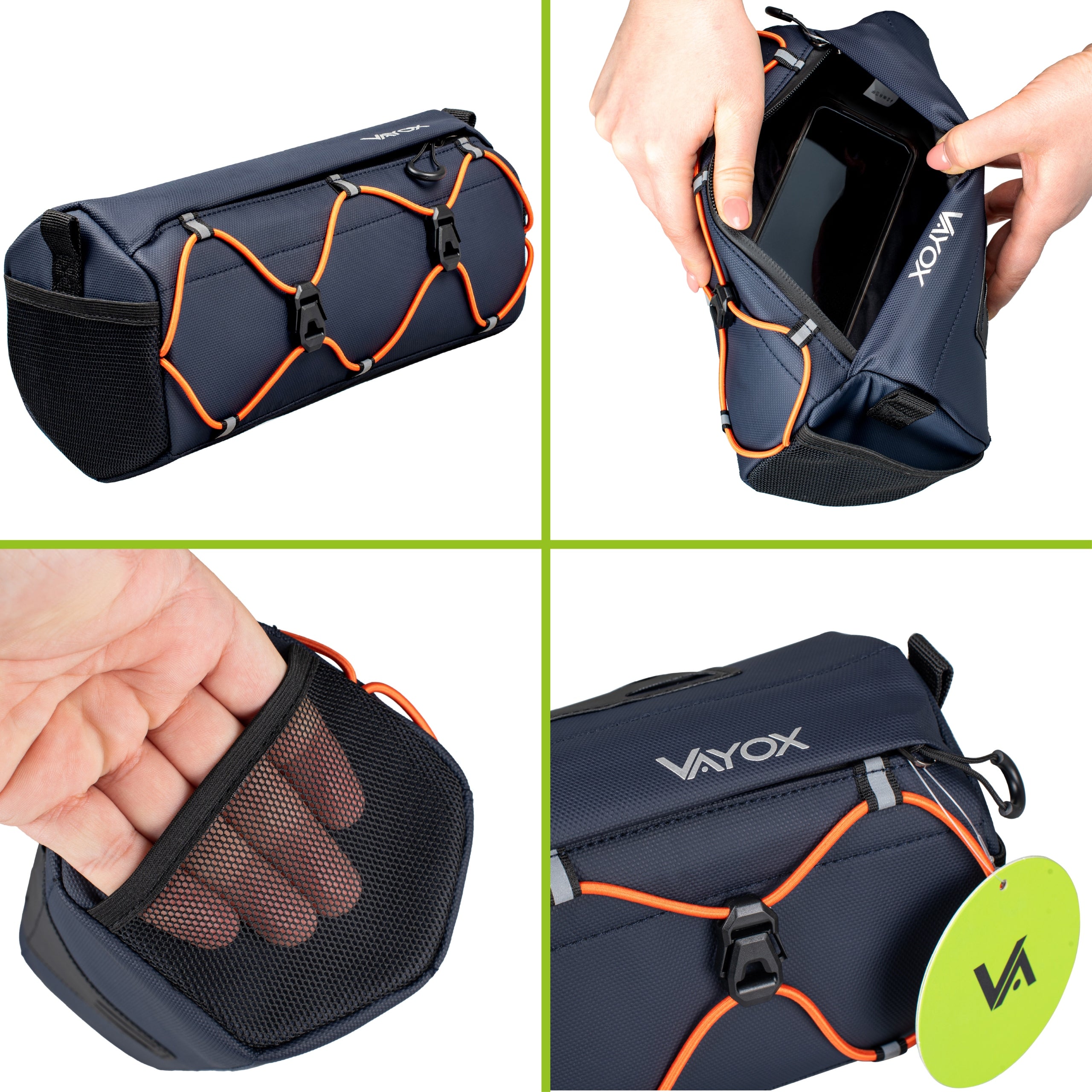 HANDLEBAR BAG BICYCLE POUCH FRONT BASKET VAYOX Color blue