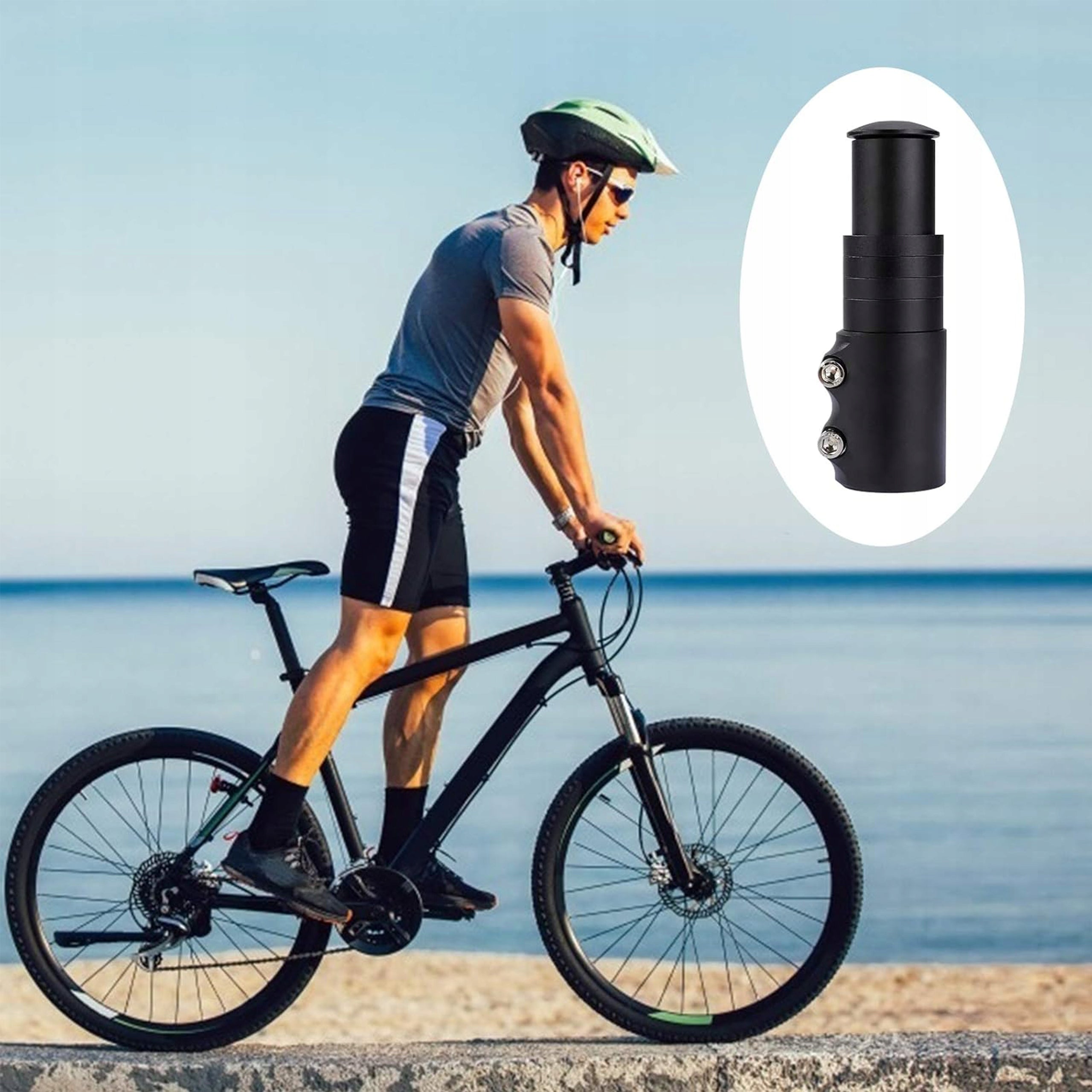 HANDLEBAR BRACKET EXTENSION ADAPTER A-HEAD FOR BIKE EXTENSION CABLE BLACK Manufacturer code 1,1/8'' przedłużenie rury 28,6mm kierownicy
