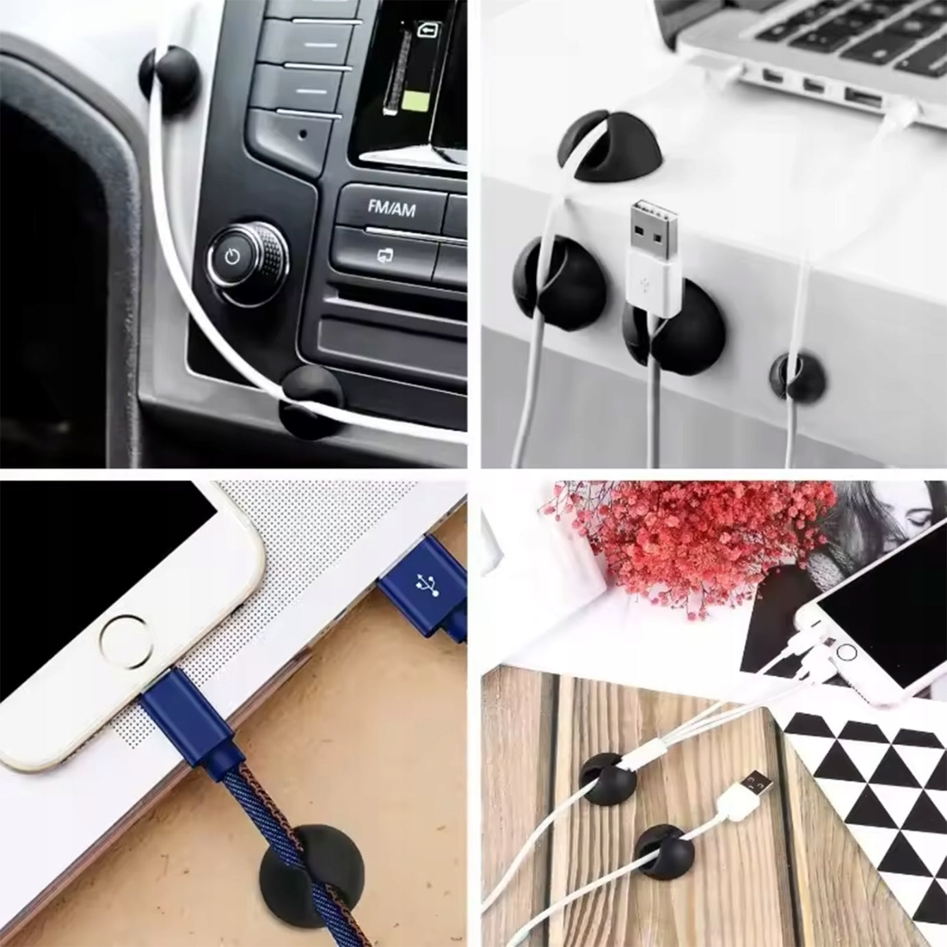 HANDLES CABLE ORGANIZERS SELF ADHESIVE SET 16PCS - BLACK Manufacturer code 4M50015