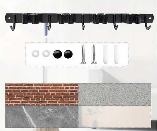 HANGER GARDEN TOOL HOLDER BROOM MOP RAKE WALL BRUSHES Kind rail with hangers