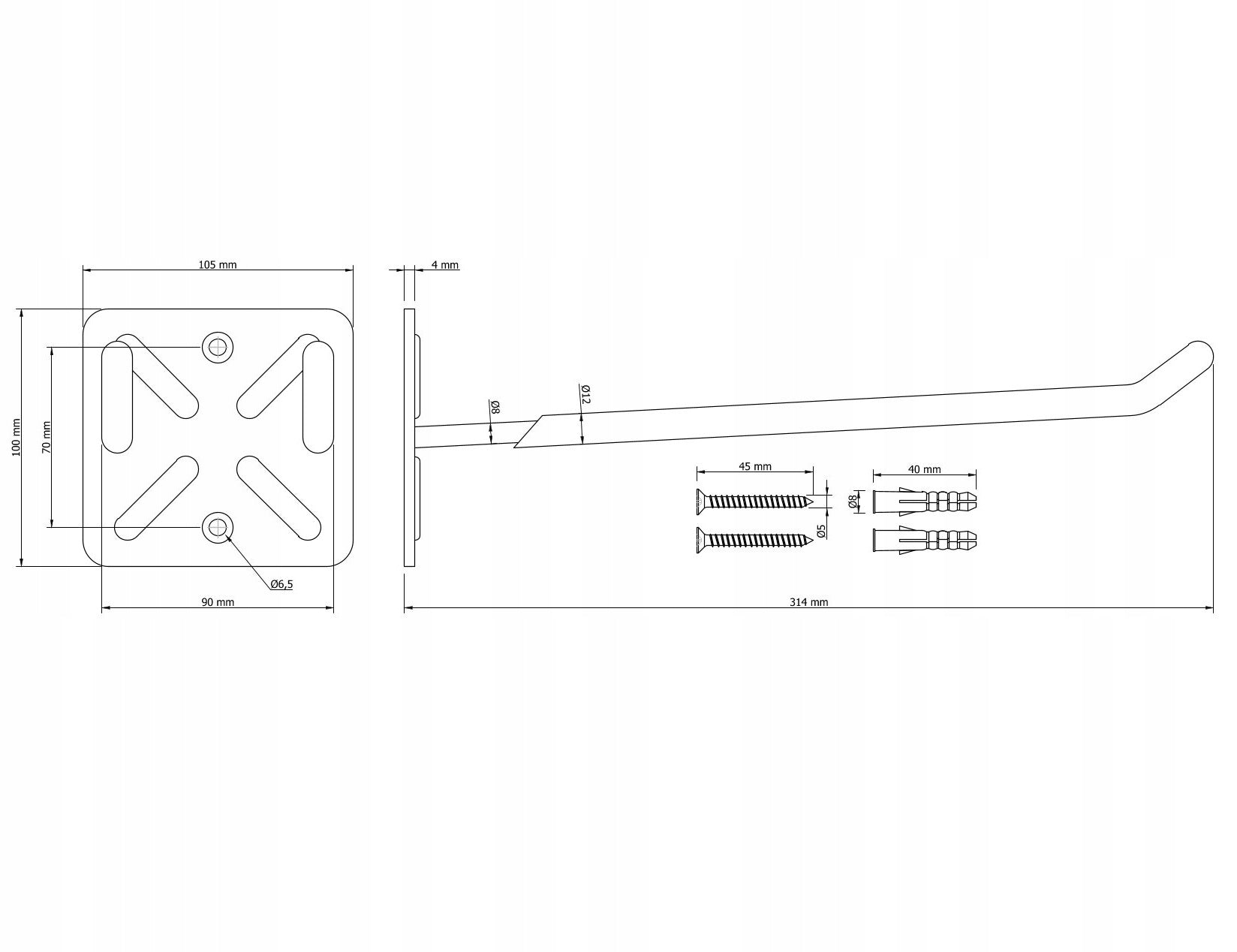 HANGER, HOOK, GARAGE TOOL HOLDER FOR BICYCLE, WHEELS, TIRES, GARDEN HOSE EAN (GTIN) 5904921042659