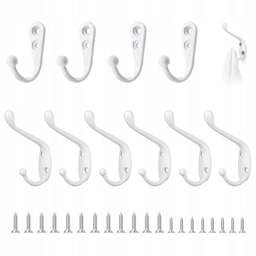 HANGERS WALL HOOKS WHITE DOUBLE FOR SCREWING SET OF 10 Brand no brand