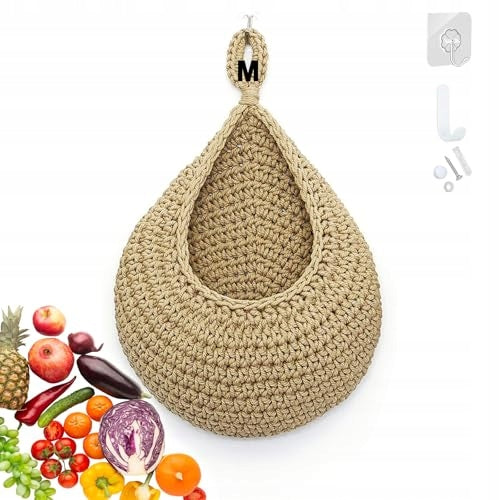 HANGING BASKET WOVEN COTTON FOR FRUIT VEGETABLES ON THE WALL 24X31CM Brand no brand