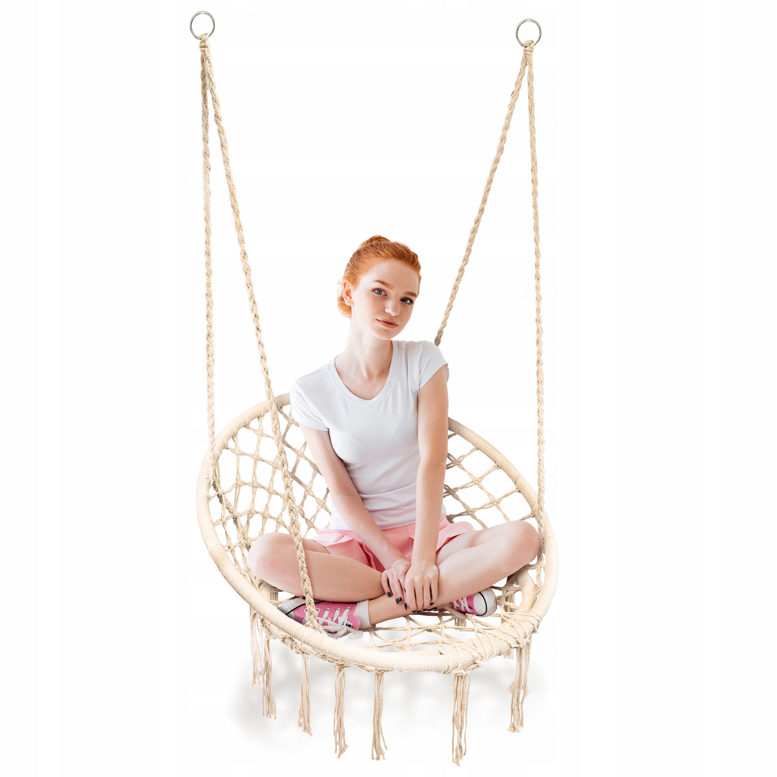 HANGING BOHO GARDEN SWING ARMCHAIR FOR HOME ON TERRACE STORK NEST ECRU Manufacturer code WISZĄCY FOTEL BOHO HUŚTAWKA BOCIANIE GNIAZDO
