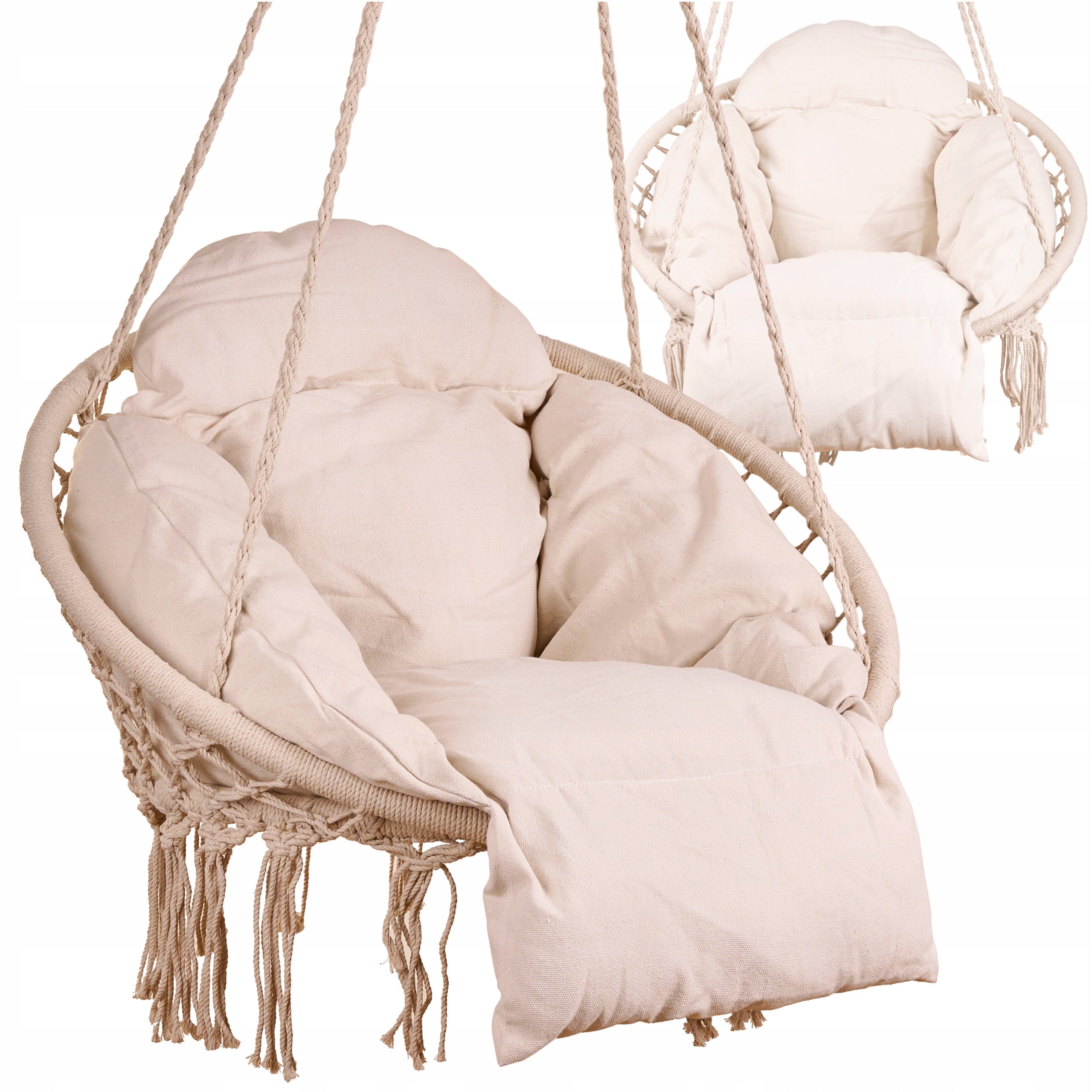 HANGING CHAIR WITH PILLOW STORK NEST GARDEN SWING XXL ECRU 150KG Manufacturer code KW25