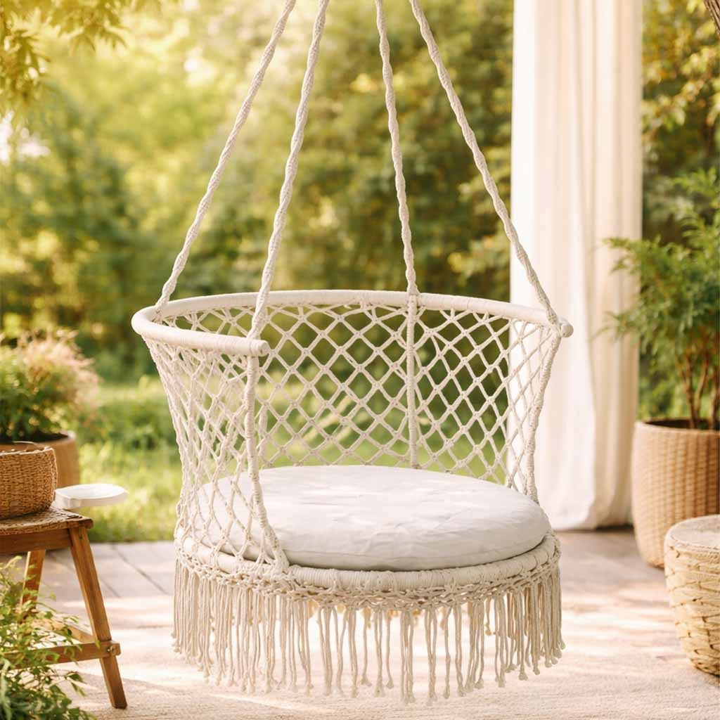 HANGING CHAIR XXL 150KG GREY STORK NEST BALCONY GARDEN TERRACE Packaging status original