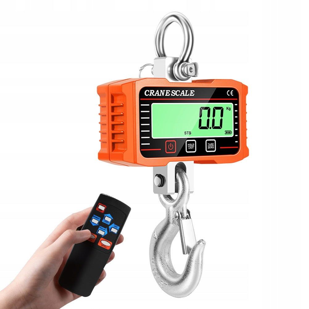 HANGING CRANE HOOK SCALE 2000KG WITH LCD STORAGE BATTERY POWERED