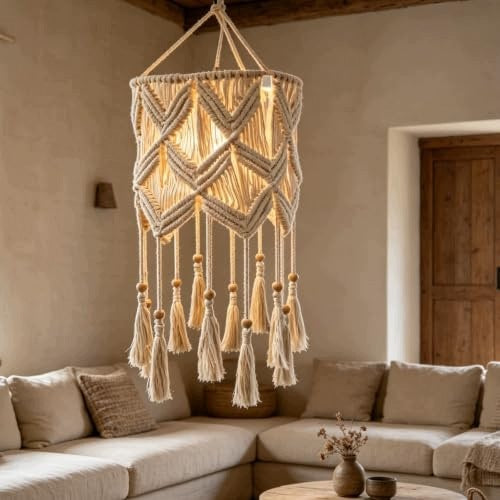 HANGING LAMP MACRAME BOHO 30X85 CM HANDMADE COTTON DIY crafts Brand no brand