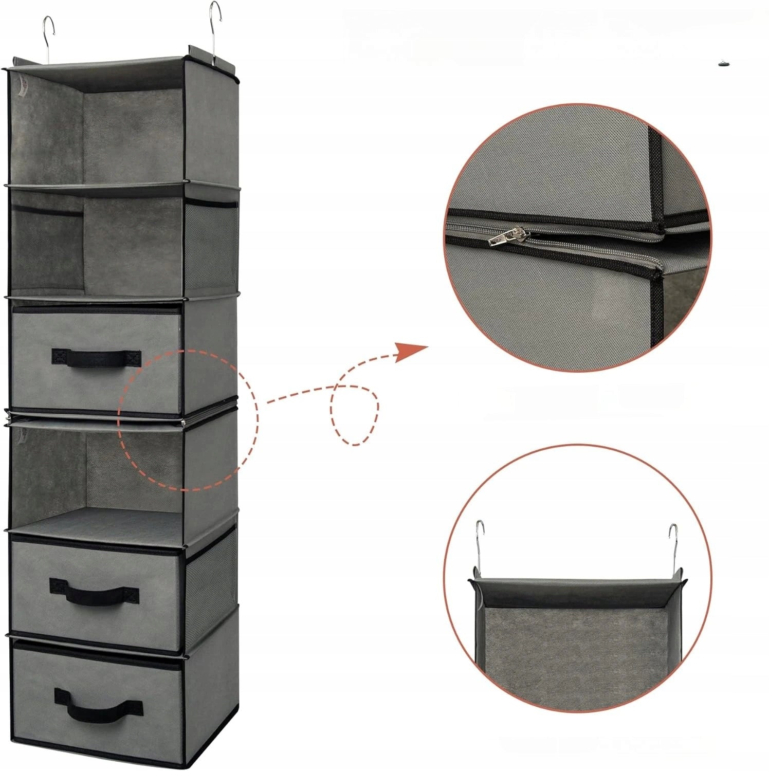 HANGING ORGANIZER CLOSET RACK LARGE 6 SHELVES 108cm FOLDING FOR CLOTHES Kind wardrobe organizer