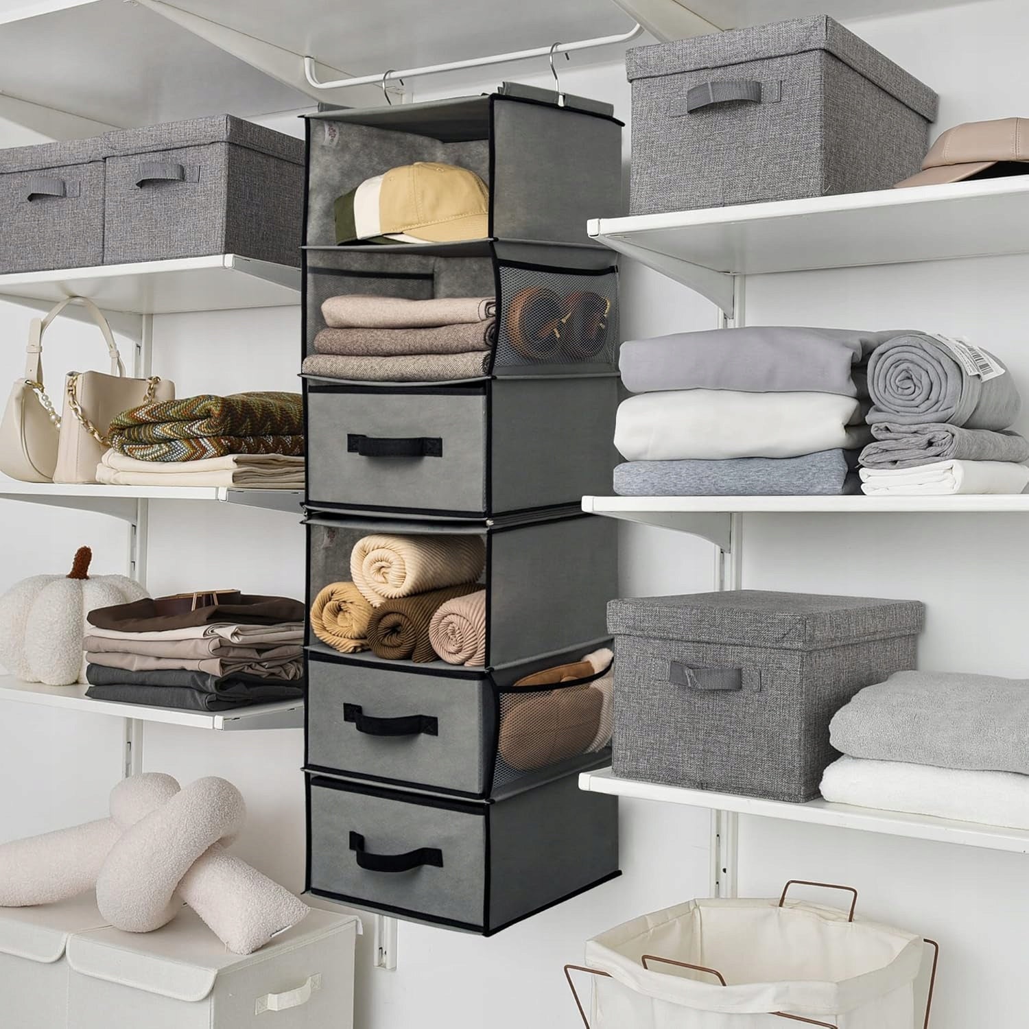 HANGING ORGANIZER FOR CLOSET 6 SHELVES HANGING DRAWERS CLOTHES STORAGE Brand no brand