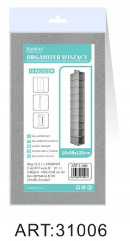 HANGING ORGANIZER FOR WARDROBE HANGER 10 SHELVES BOOKCASE 15x30x120cm 31006 EAN (GTIN) 5907100661290