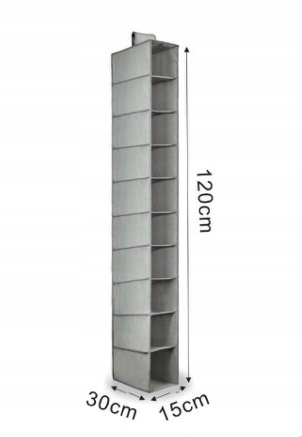 HANGING ORGANIZER FOR WARDROBE HANGER 10 SHELVES BOOKCASE 15x30x120cm 31006