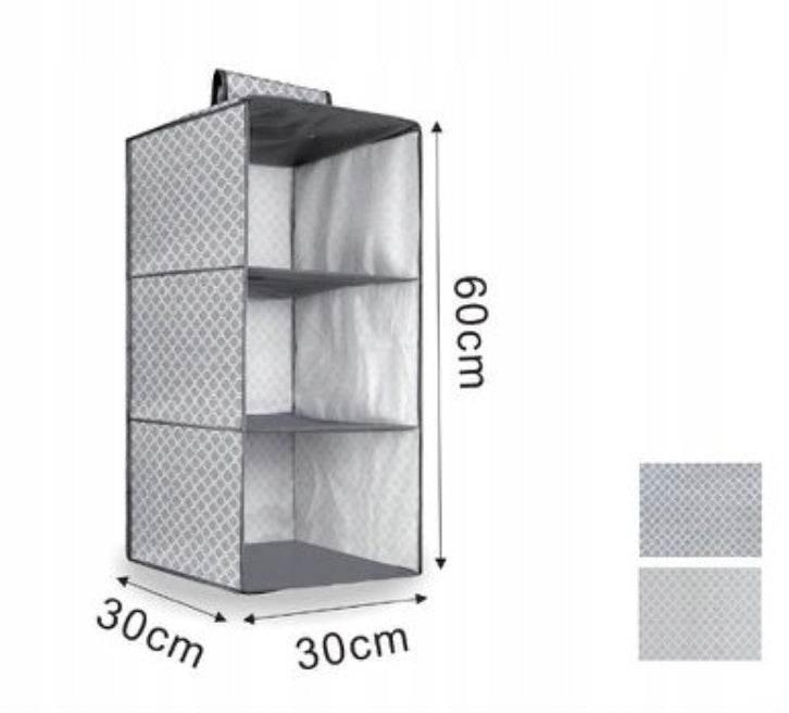 HANGING ORGANIZER FOR WARDROBE HANGER 3 SHELVES BOOKCASE 30x30x60cm 31025