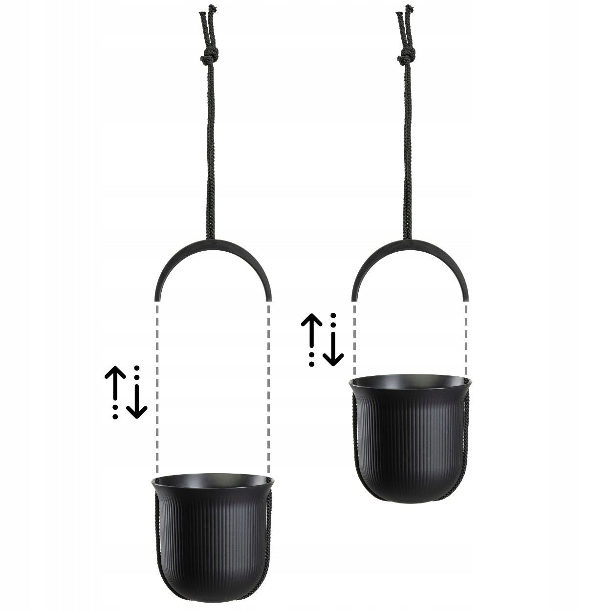 HANGING PLANTER BLACK for balcony terrace plastic cover flowers 17,9x17,3cm Product height 17.3 cm